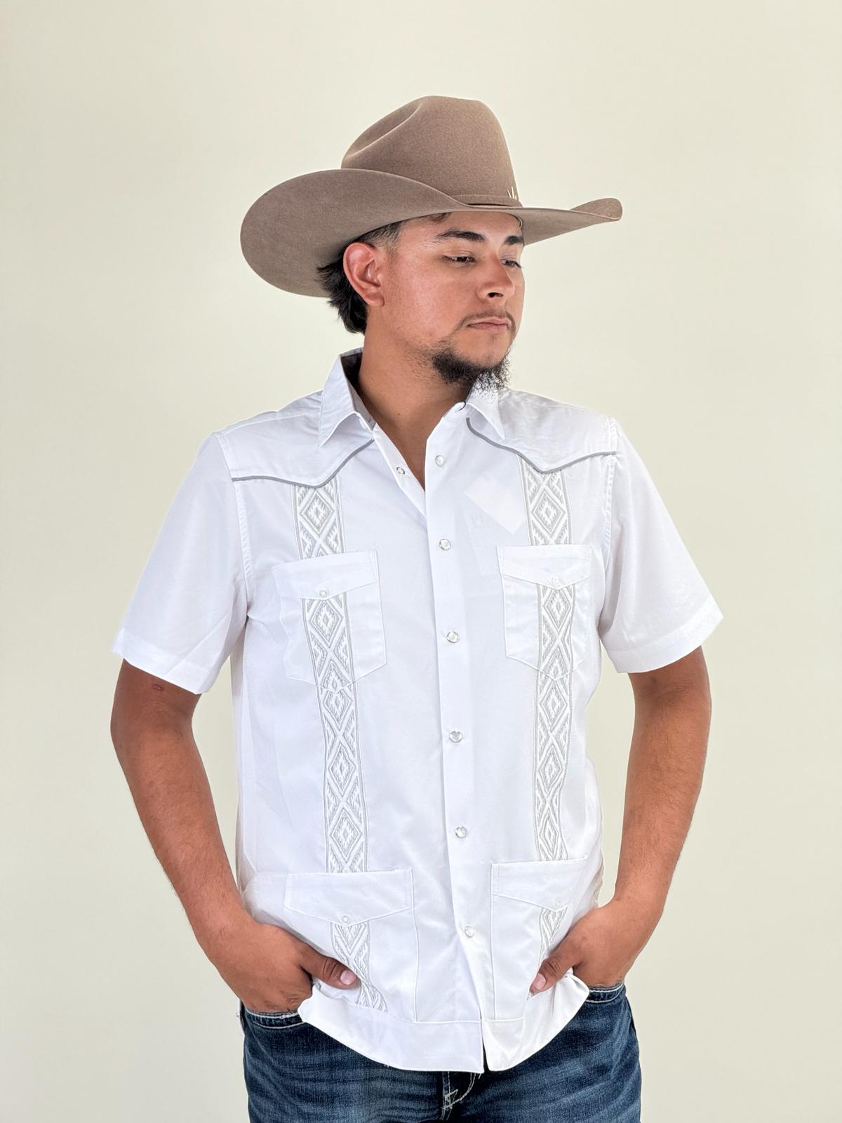 PLATINI WHITE GUAYABERA SNAP SHORT SLEEVE