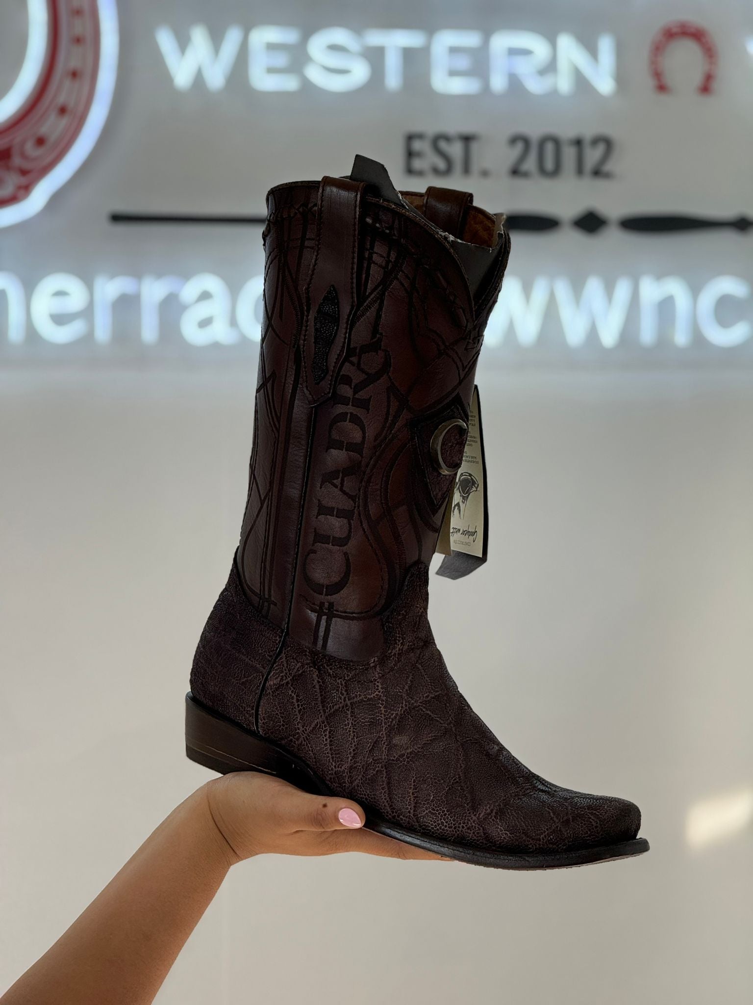 CUADRA BOOTS ELEPHANT CHOCOLATE SKIN SEMI SQUARE TOE