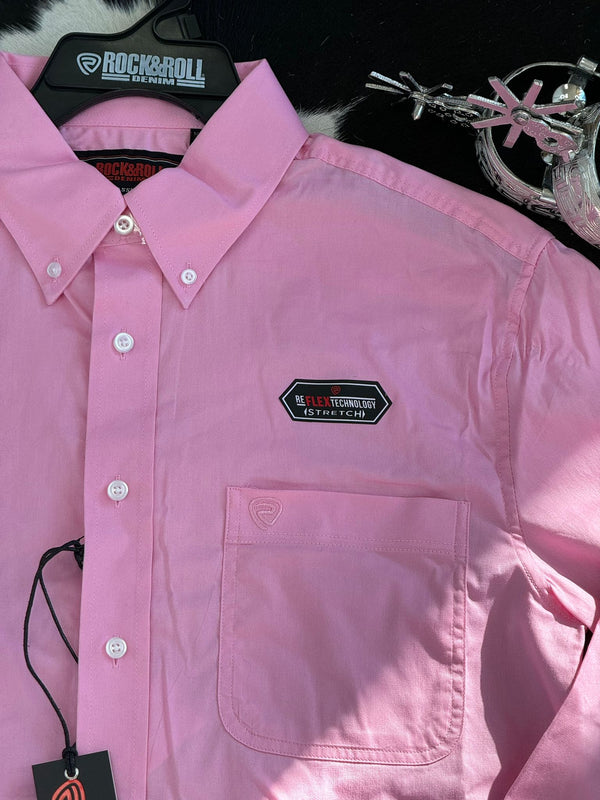 ROCK&ROLL SOLID PINK LONG SLEEVE SHIRT