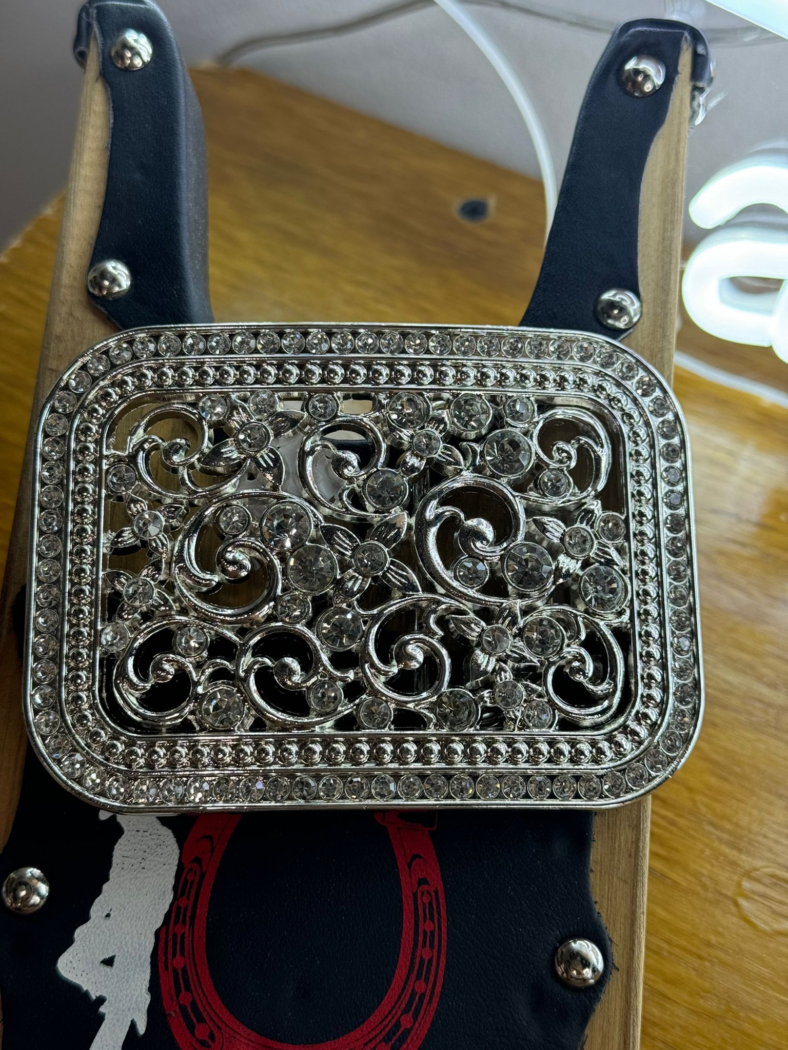 SQUARE SILVER RHINESTONE BUCKLE