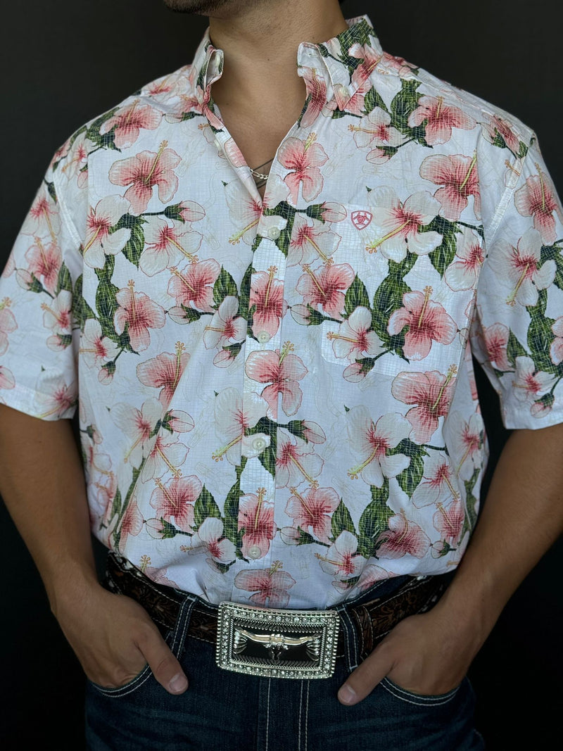 ARIAT THEODORE APRICOT BLUSH SHORT SLEEVE CLASSIC FIT SHIRT