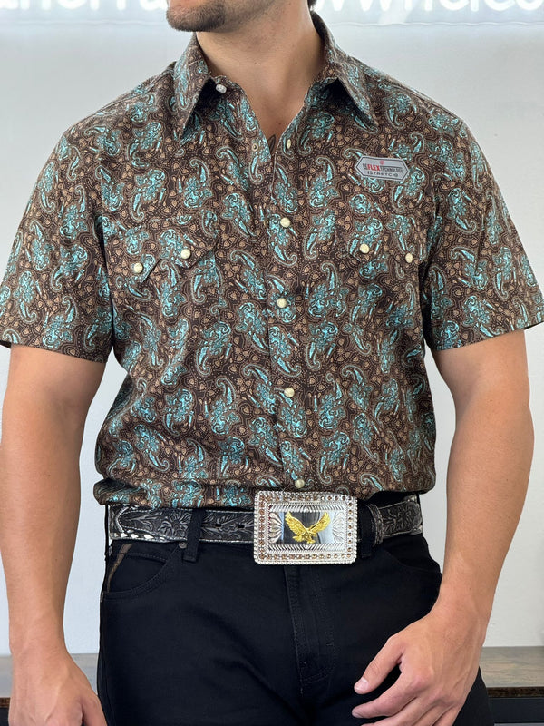 ROCK&ROLL TURQUOISE PAISLEY SNAP SHORT SLEEVE SHIRT 3940