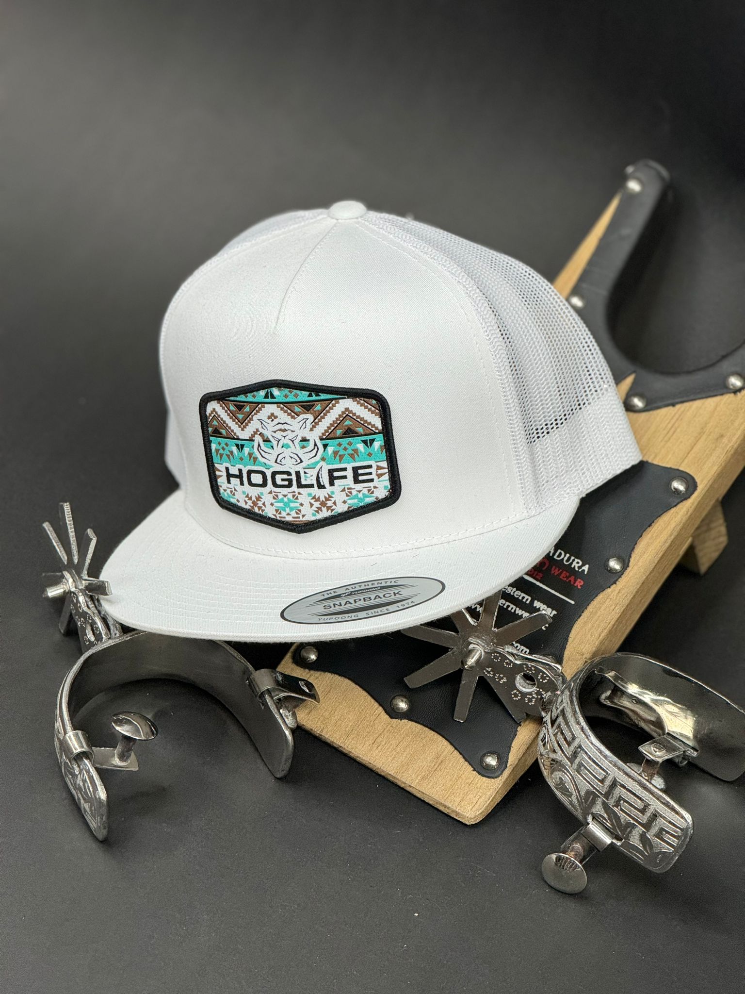 HOG LIFE TURQUOISE PATCH WHITE CAP