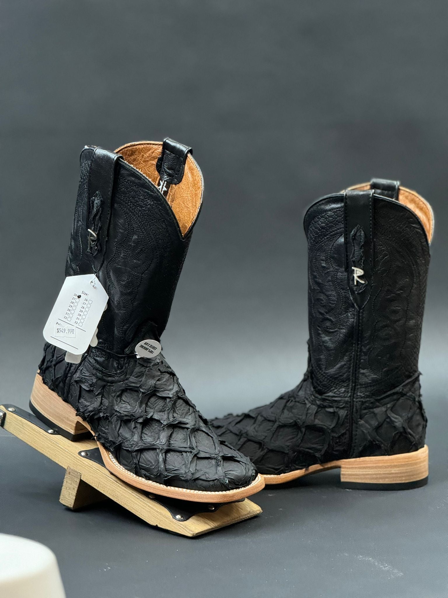 RANCHERS BIGBASS ALL BLACK MATTE TELARAÑA SQUARE TOE BOOT