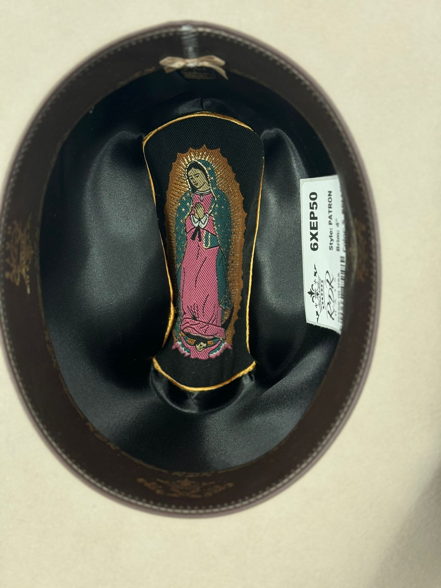 RDR 6X SILVERBELLY COPA ALTA VIRGEN DE GUADALUPE FELT HAT GUADALUPANA