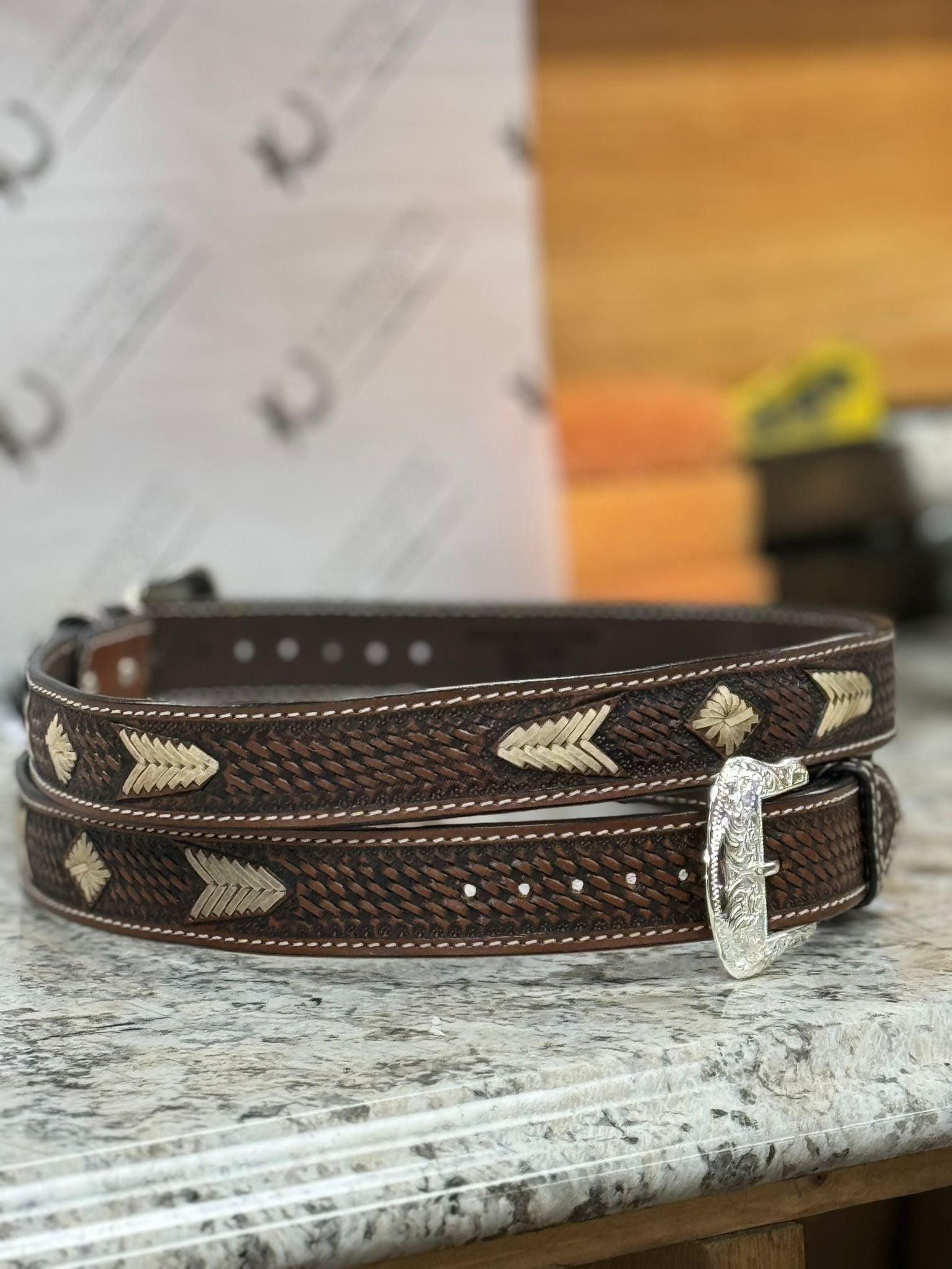 TWISTED X TOOLED THREAD BROWN BELT