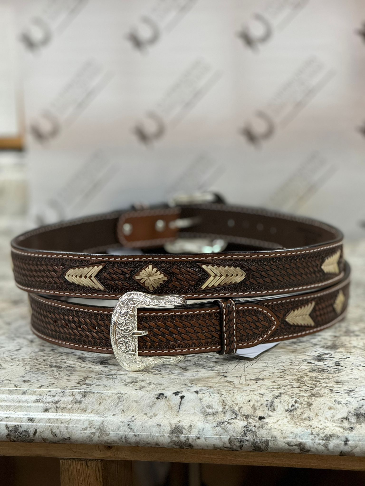 TWISTED X TOOLED THREAD BROWN BELT