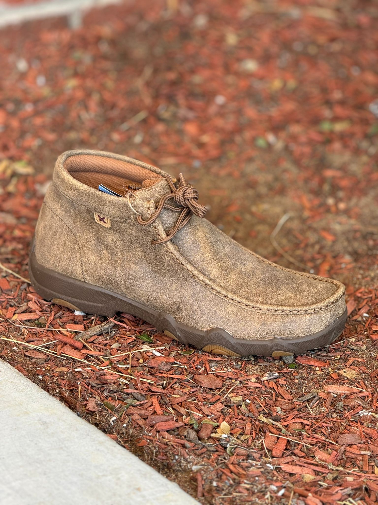 TWISTED X MENS DRIVING MOC BOMBER NATURAL TAN CASUAL SHOES