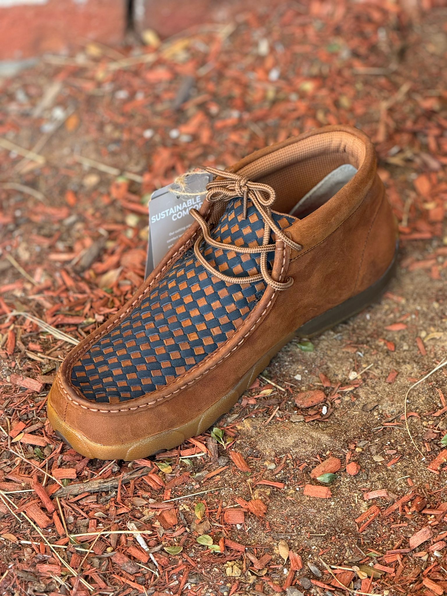 TWISTED X MENS DRIVING MOC OILED SADDLE BLUE CASUAL SHOE