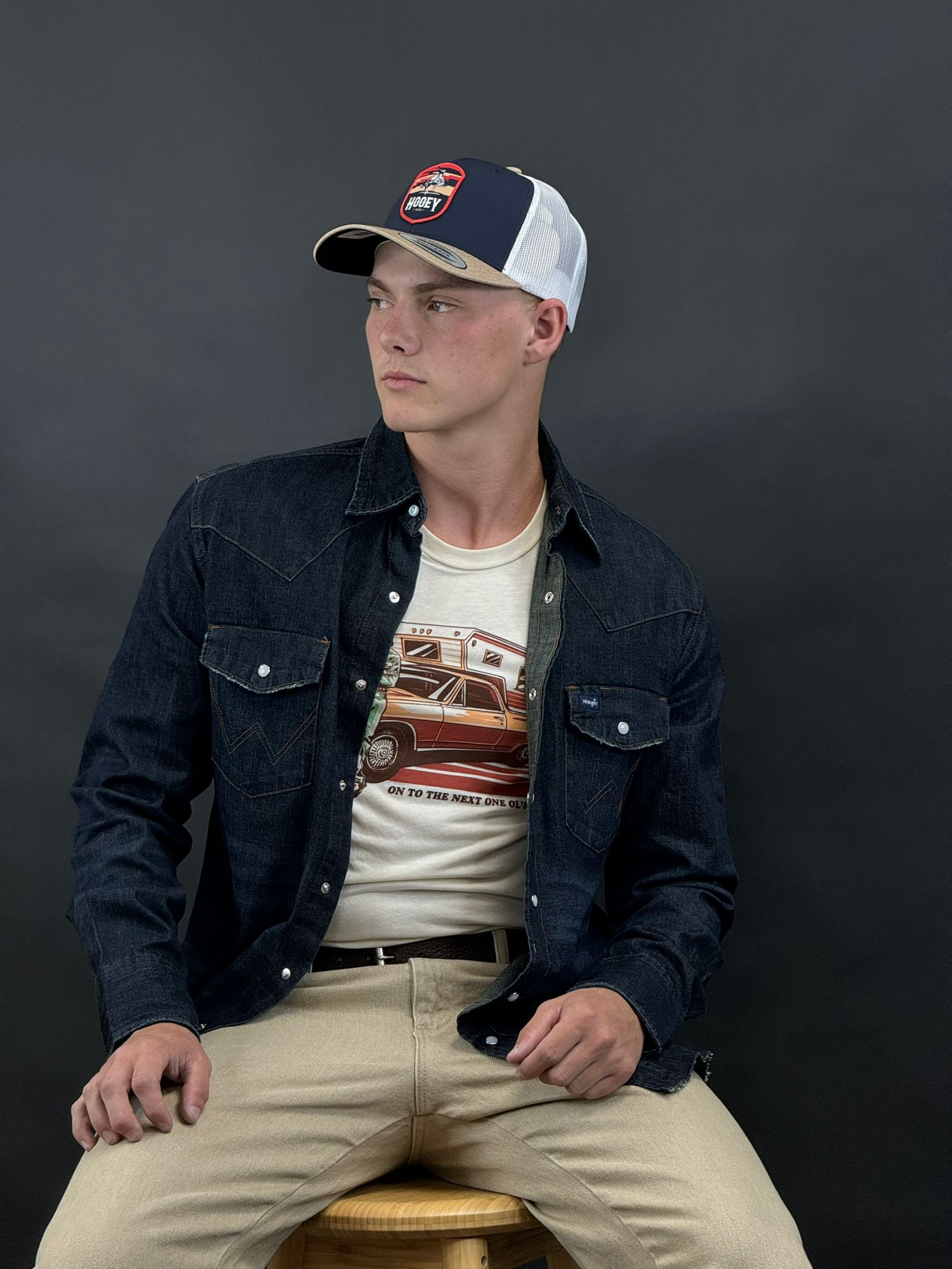 WRANGLER BLUE JEAN SNAP LONG SLEEVE