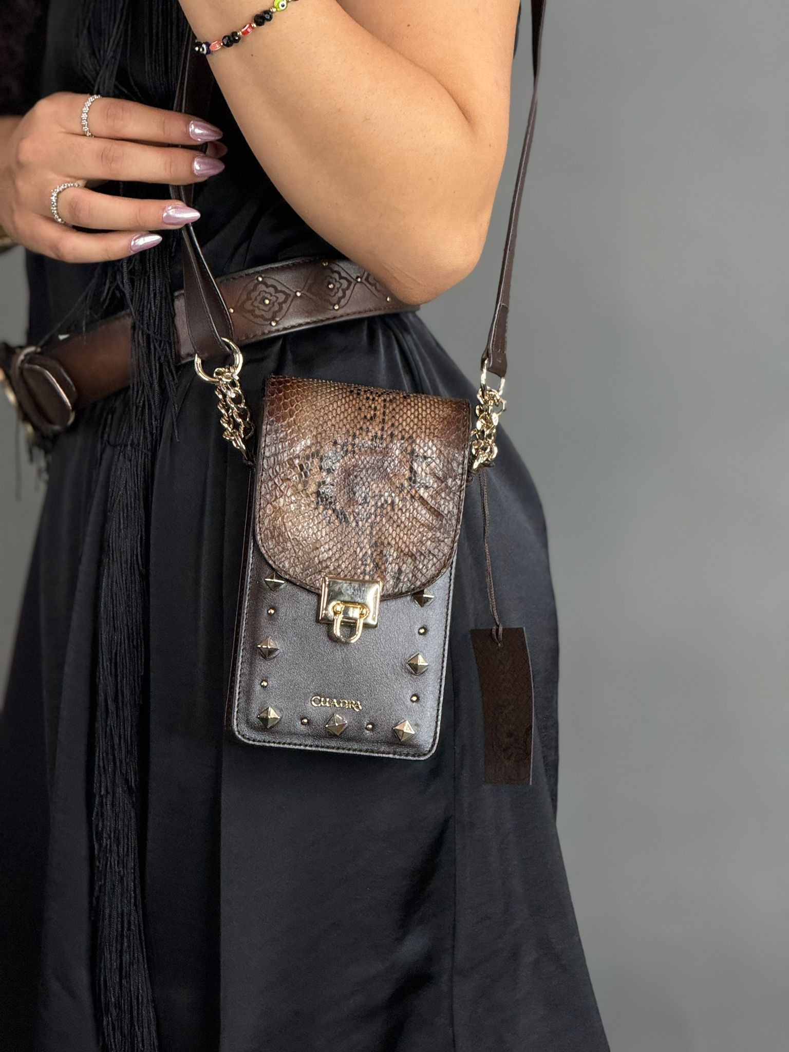 CUADRA PYTHON CHESTNUT GLAZED VERONA BAG