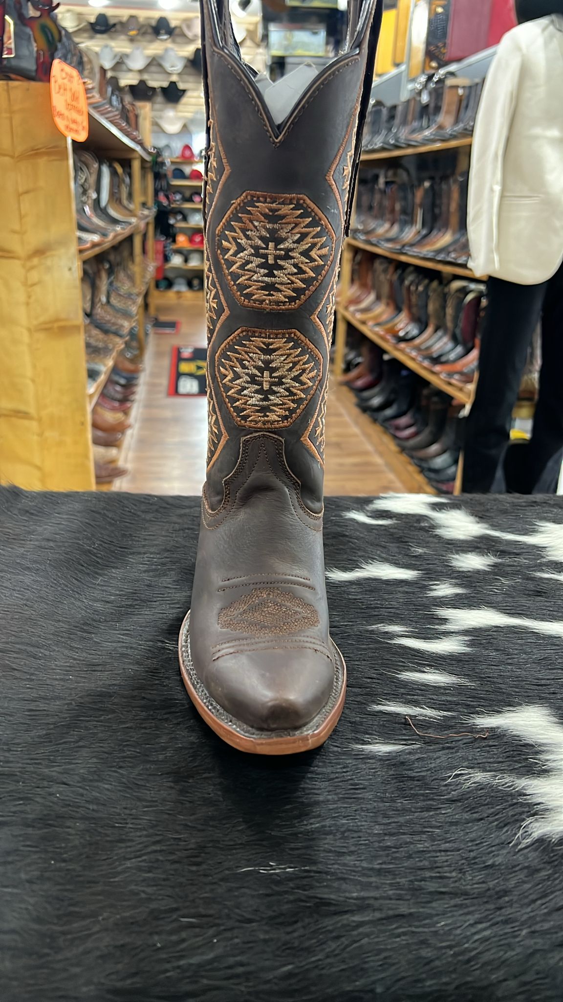 WOMENS AZTEC TAN SHAFT BROWN POINT TOE BOOT