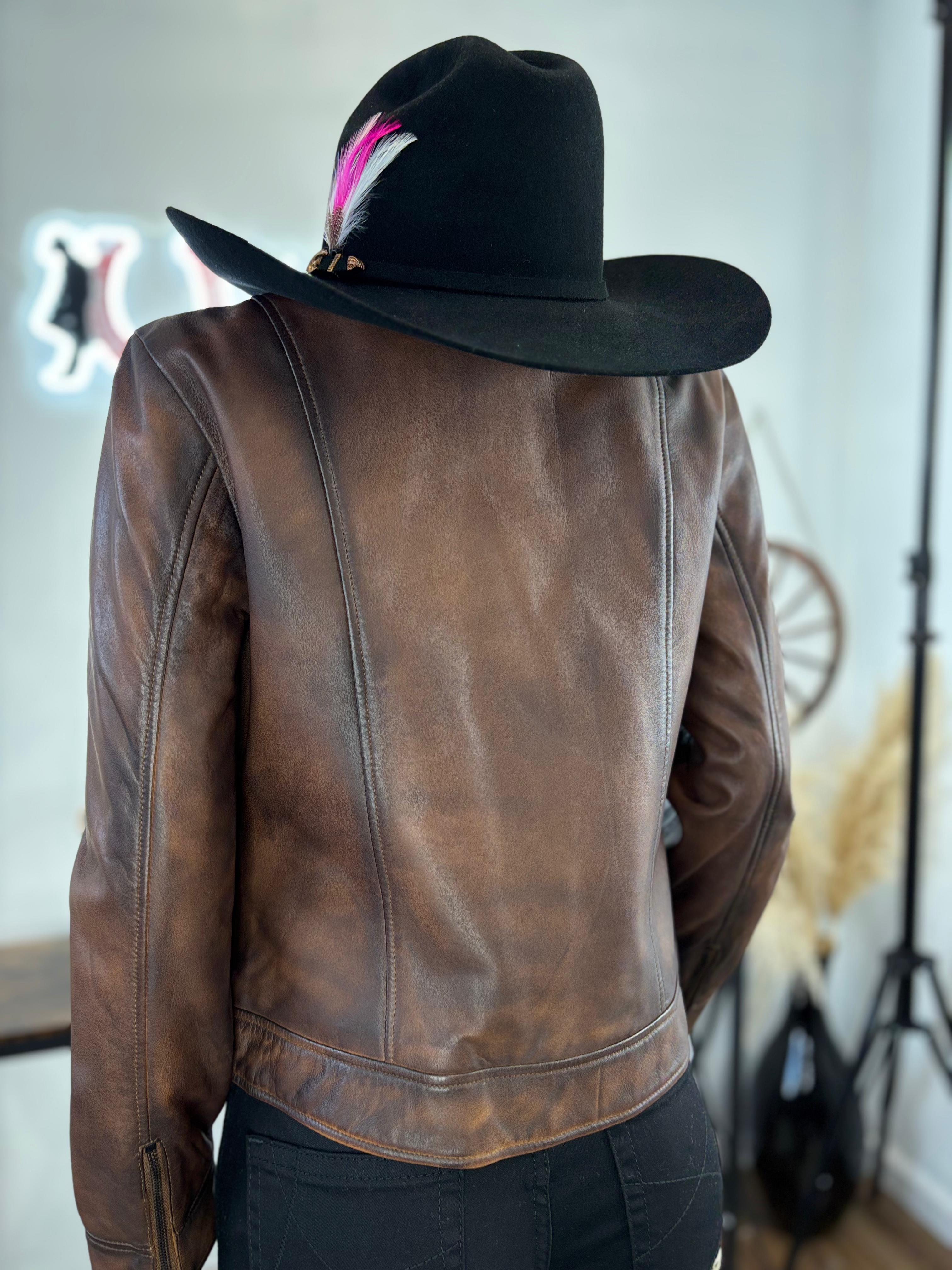 Cuadra Women Brown Leather Jacket