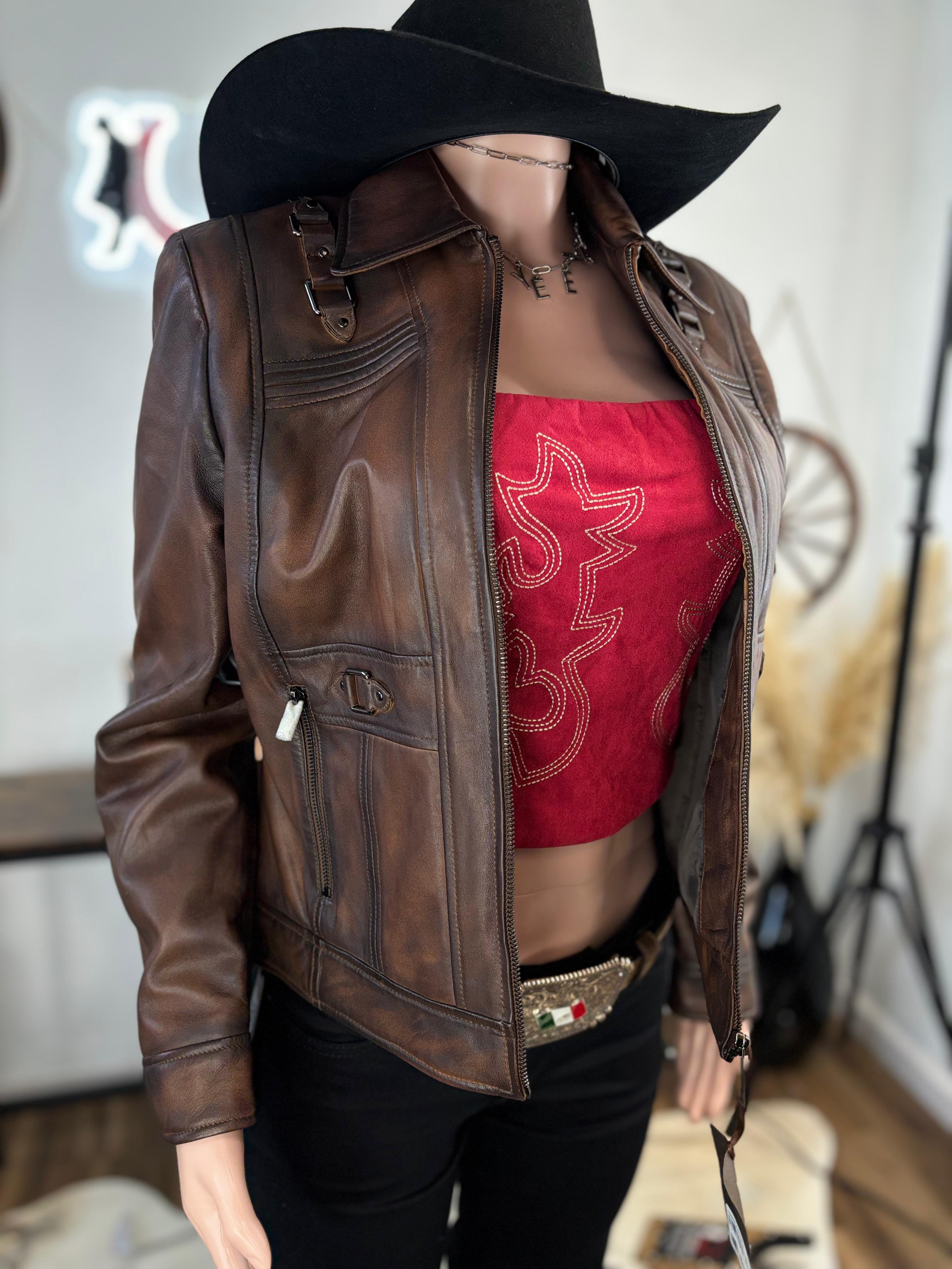 Cuadra Women Brown Leather Jacket