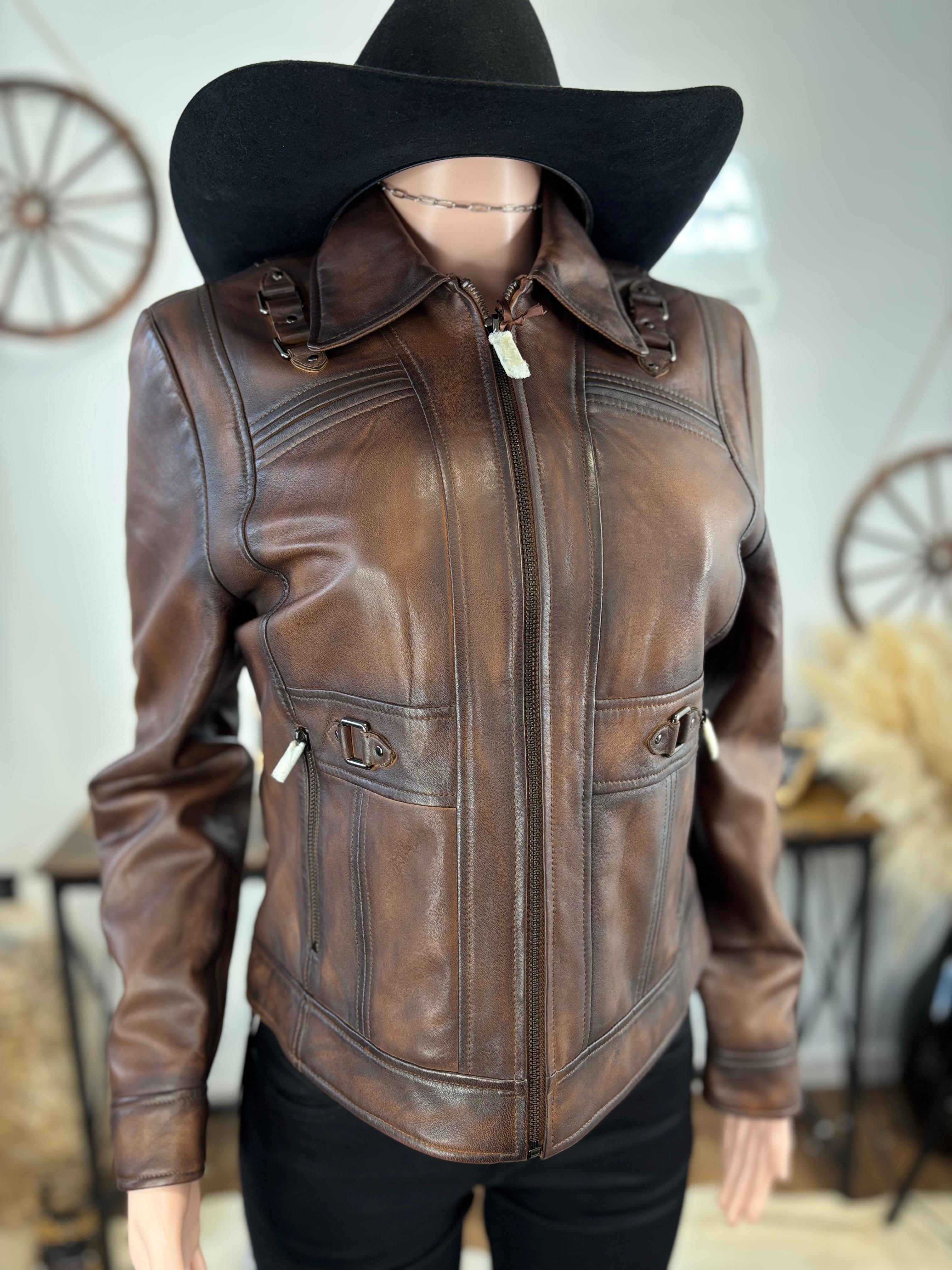 Cuadra Women Brown Leather Jacket