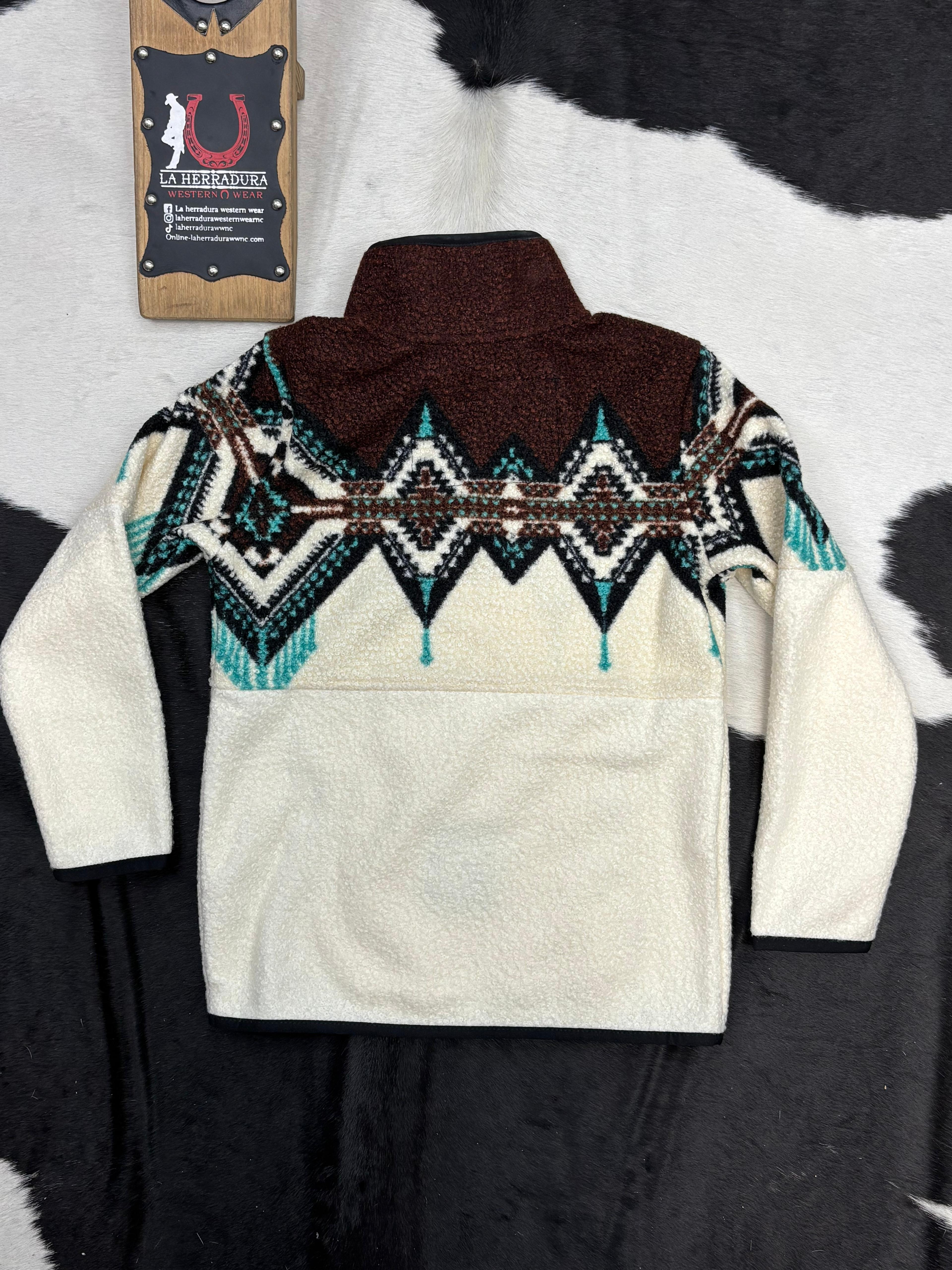 PANHANDLE DARK BROWN BORDER REBBER PULLOVER BOYS JACKET