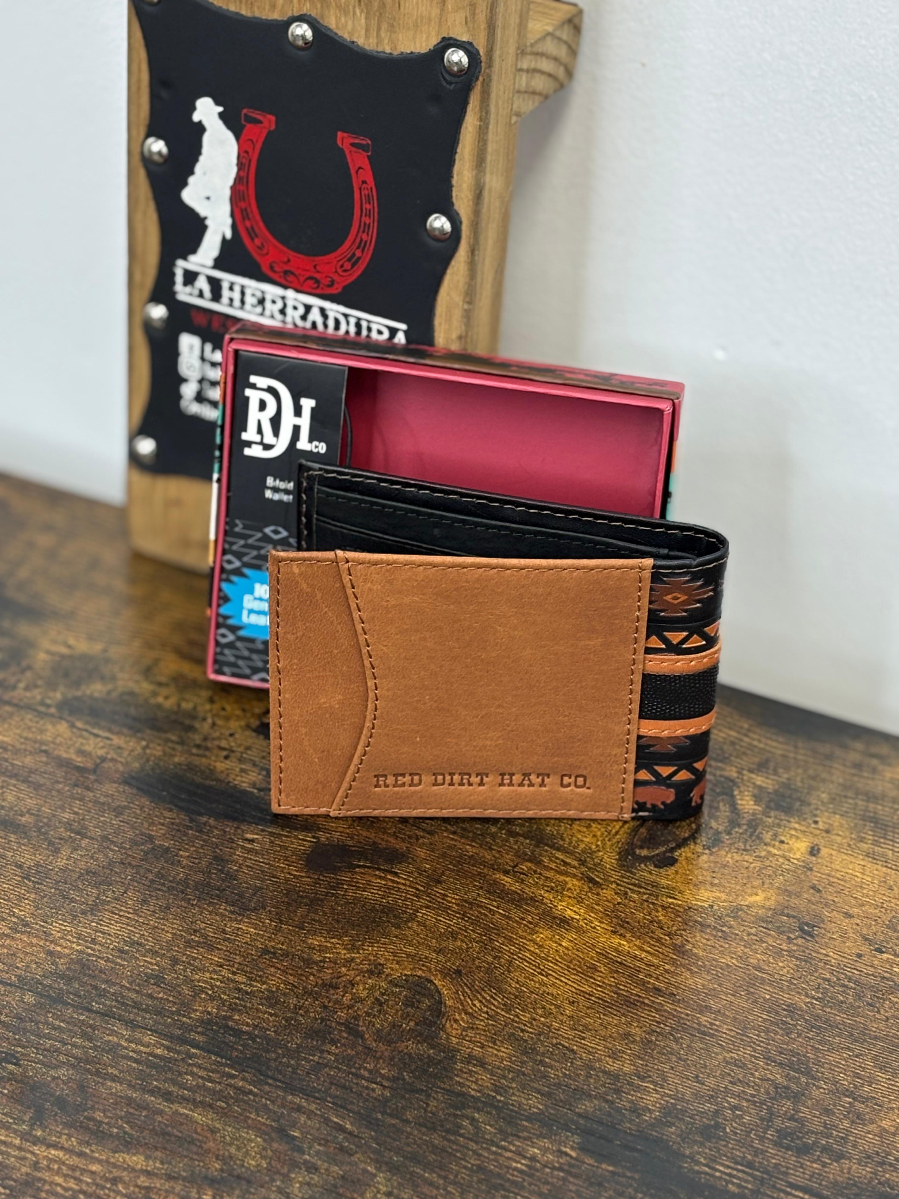 RED DIRT BIFOLD WALLET GENUINE LEATHER BROWN-BLACK DETAILS