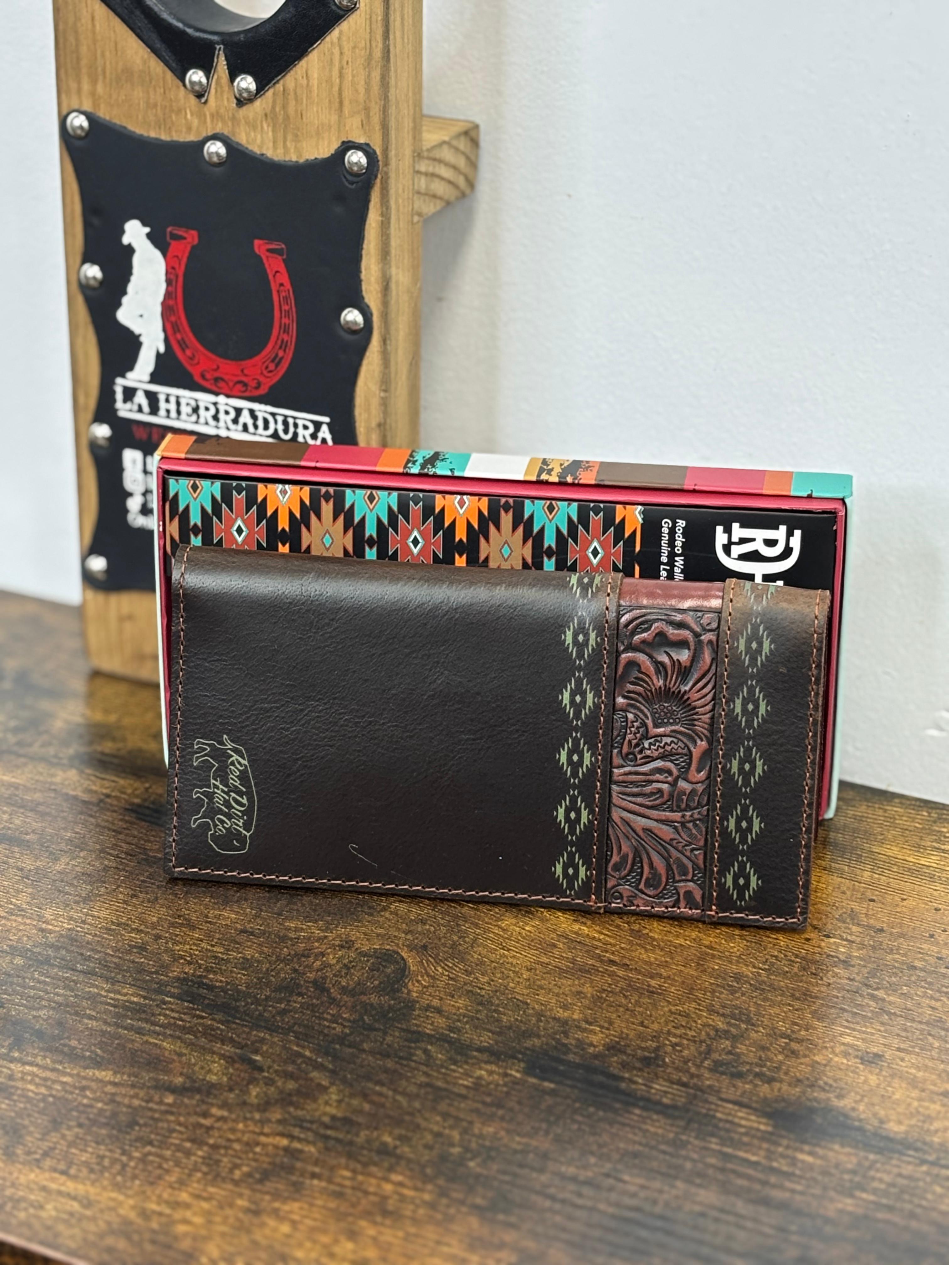 RED DIRT BIFOLD RODEO WALLET DARK BROWN GENUINE LEATHER