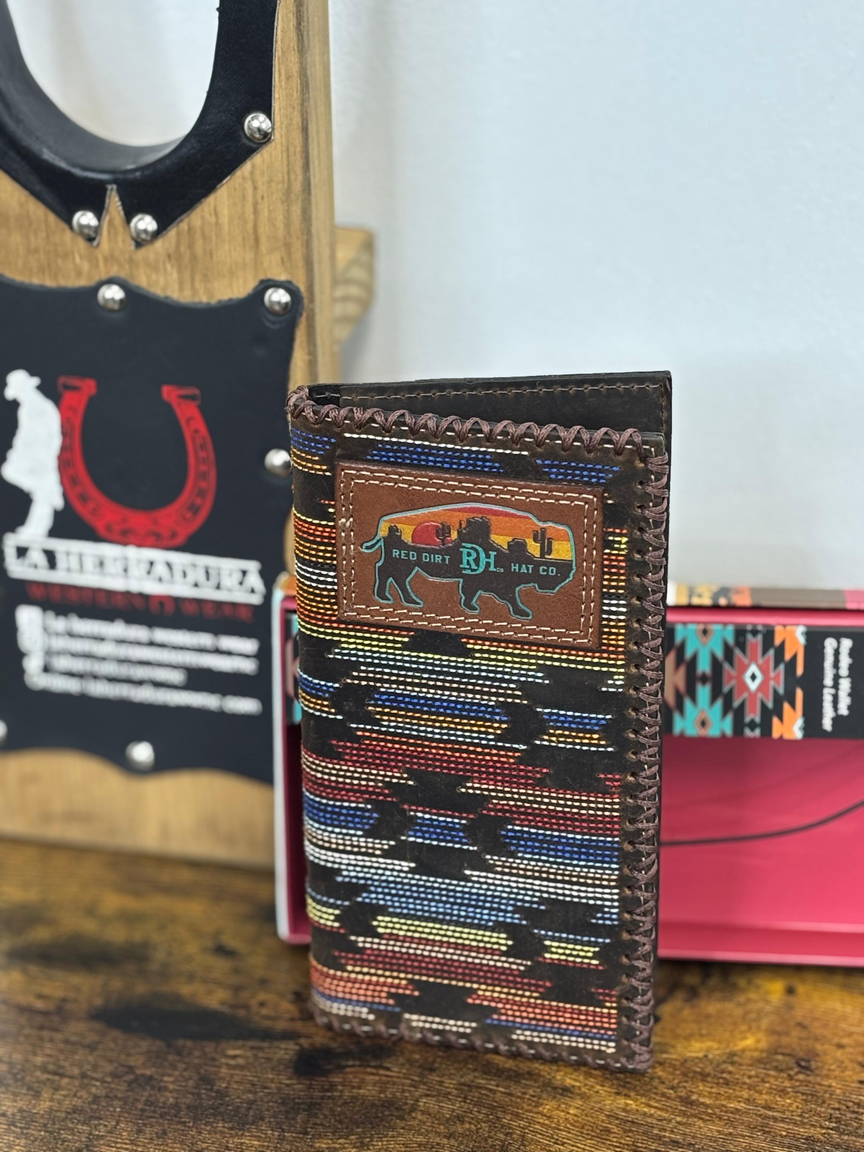 RED DIRT BIFOLD RODEO WALLET MULTICOLORED STICHED SERAPE GENUINE LEATHER