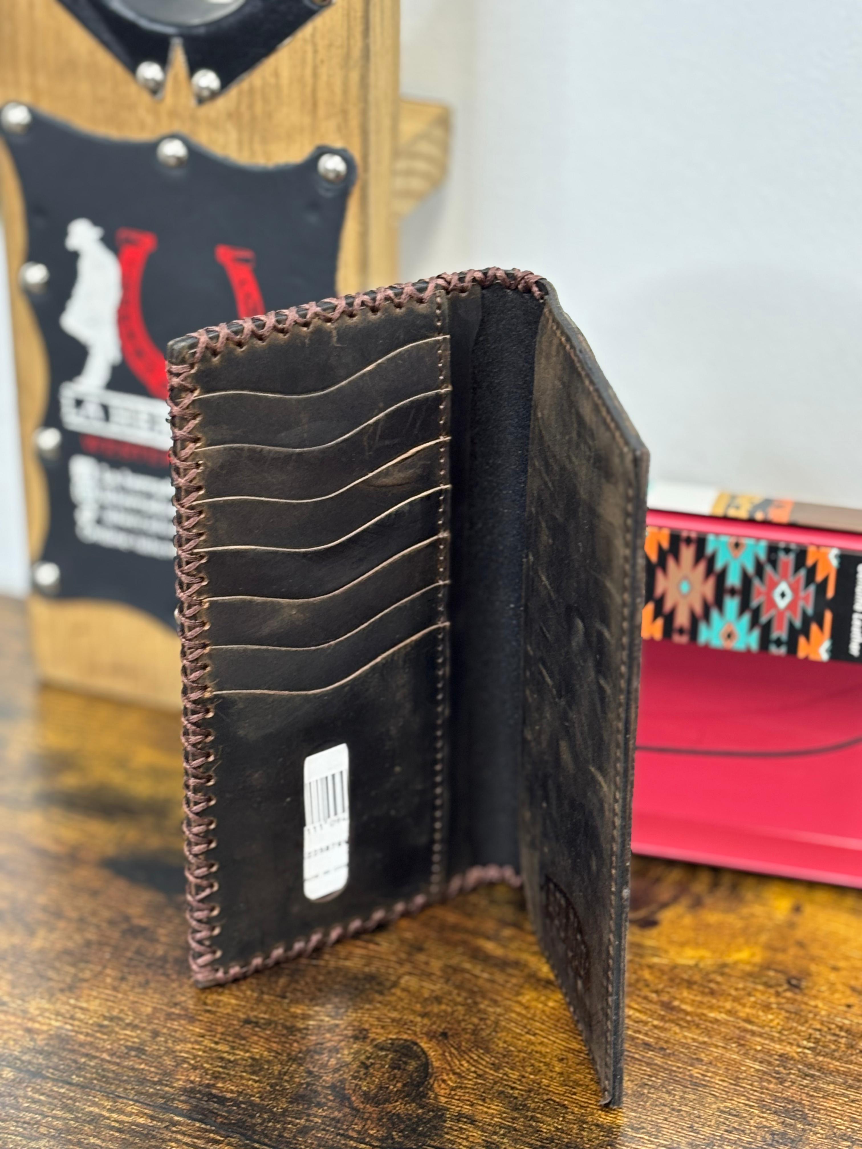 RED DIRT BIFOLD RODEO WALLET MULTICOLORED STICHED SERAPE GENUINE LEATHER