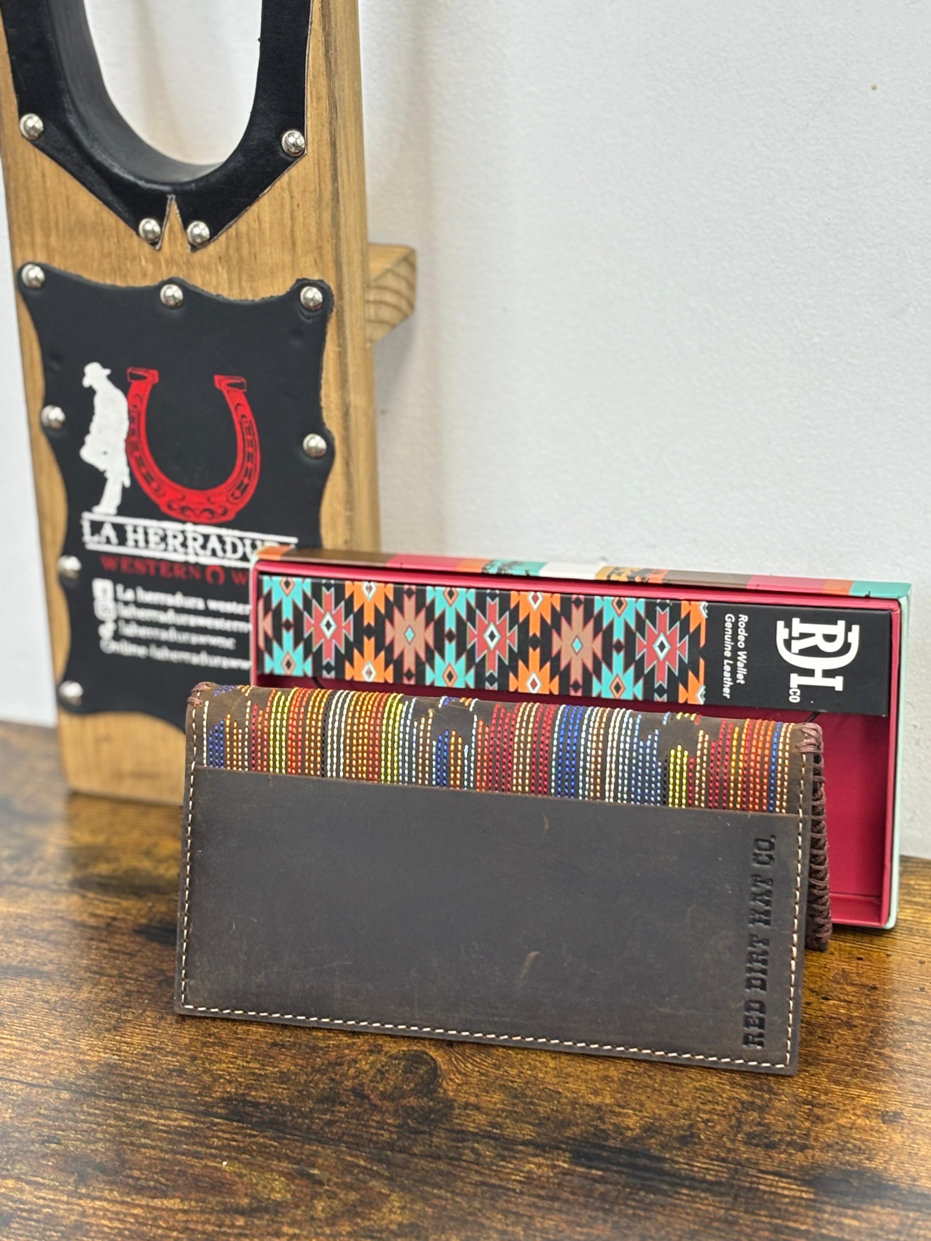 RED DIRT BIFOLD RODEO WALLET MULTICOLORED STICHED SERAPE GENUINE LEATHER