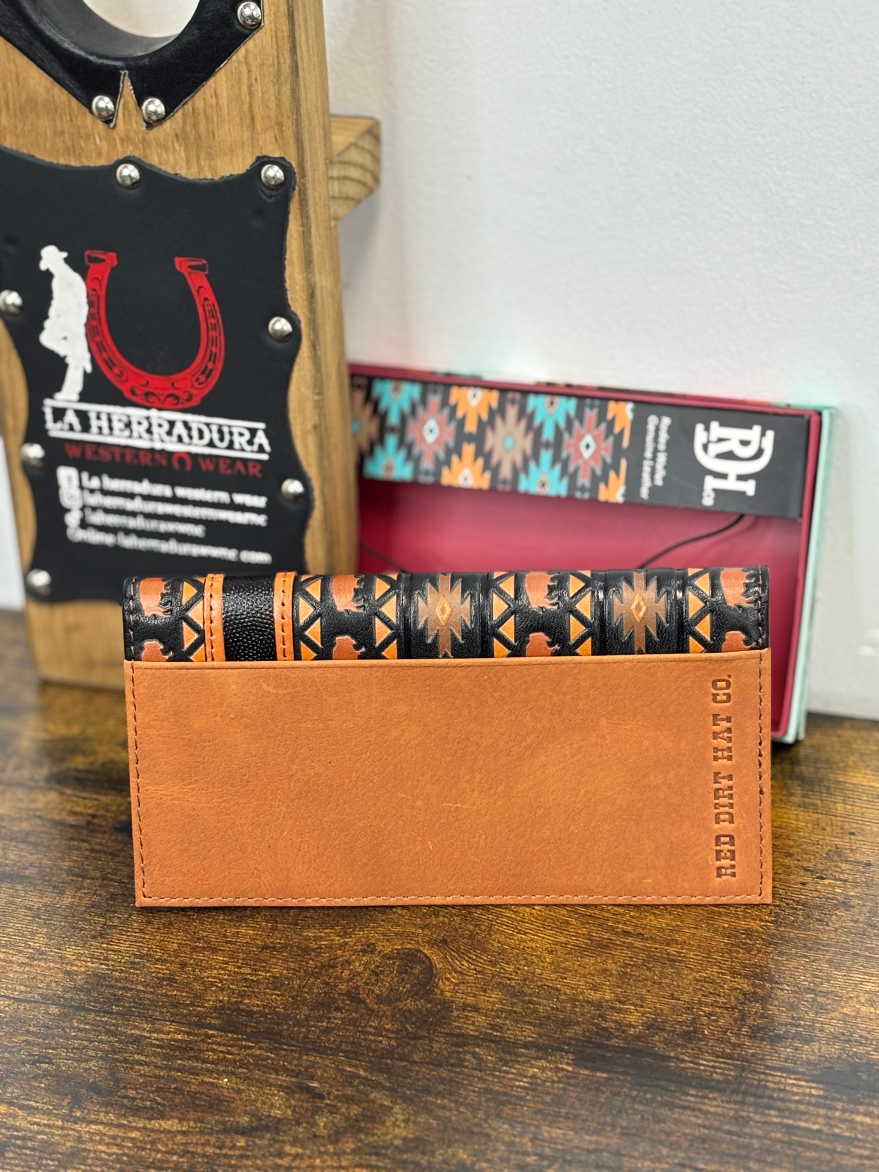 RED DIRT BIFOLD RODEO WALLET AZTEC BROWN GENUINE LEATHER