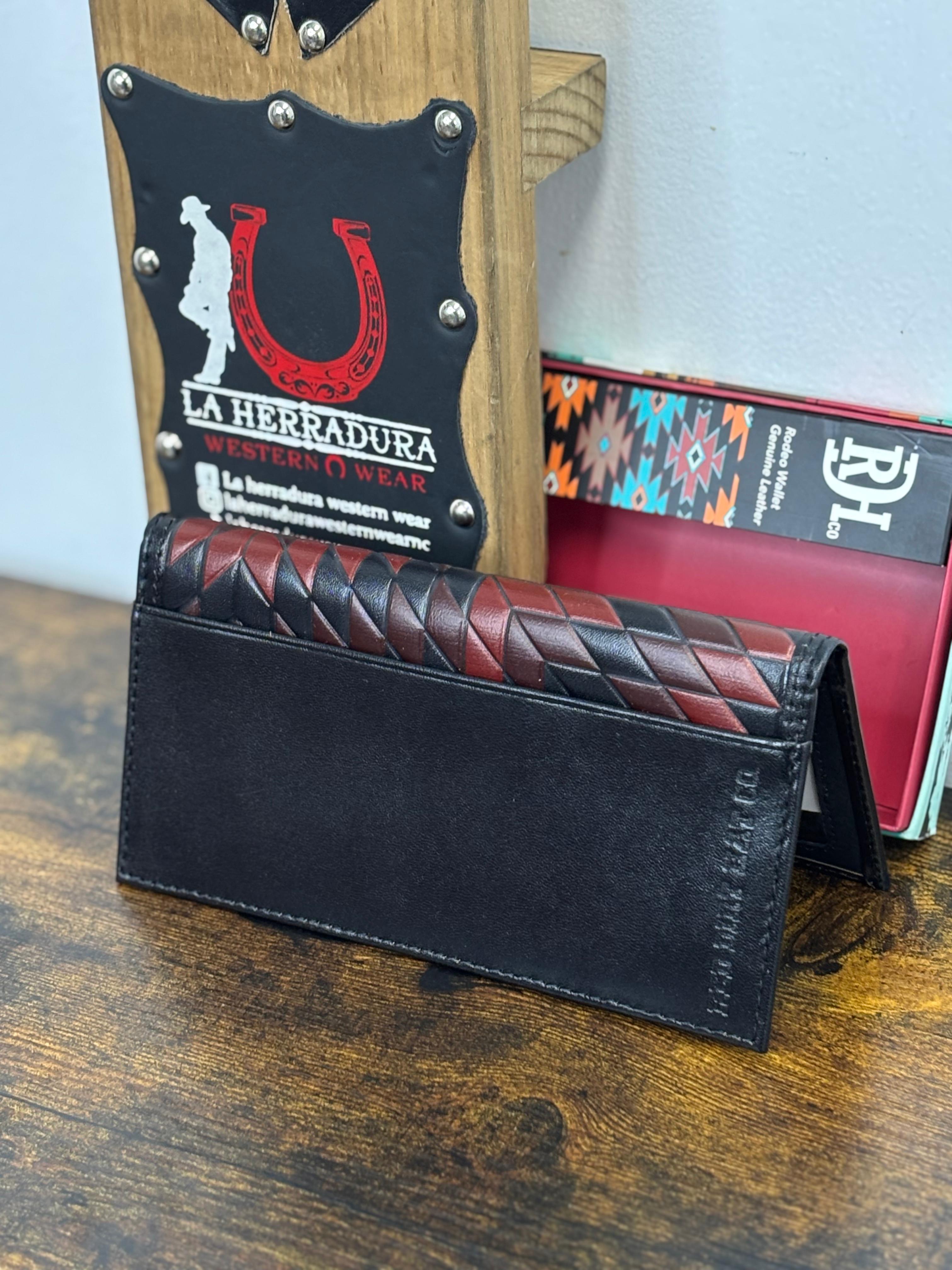 RED DIRT RODEO WALLET RED-BLACK-BROWN DETAILS GENUINE LEATHER