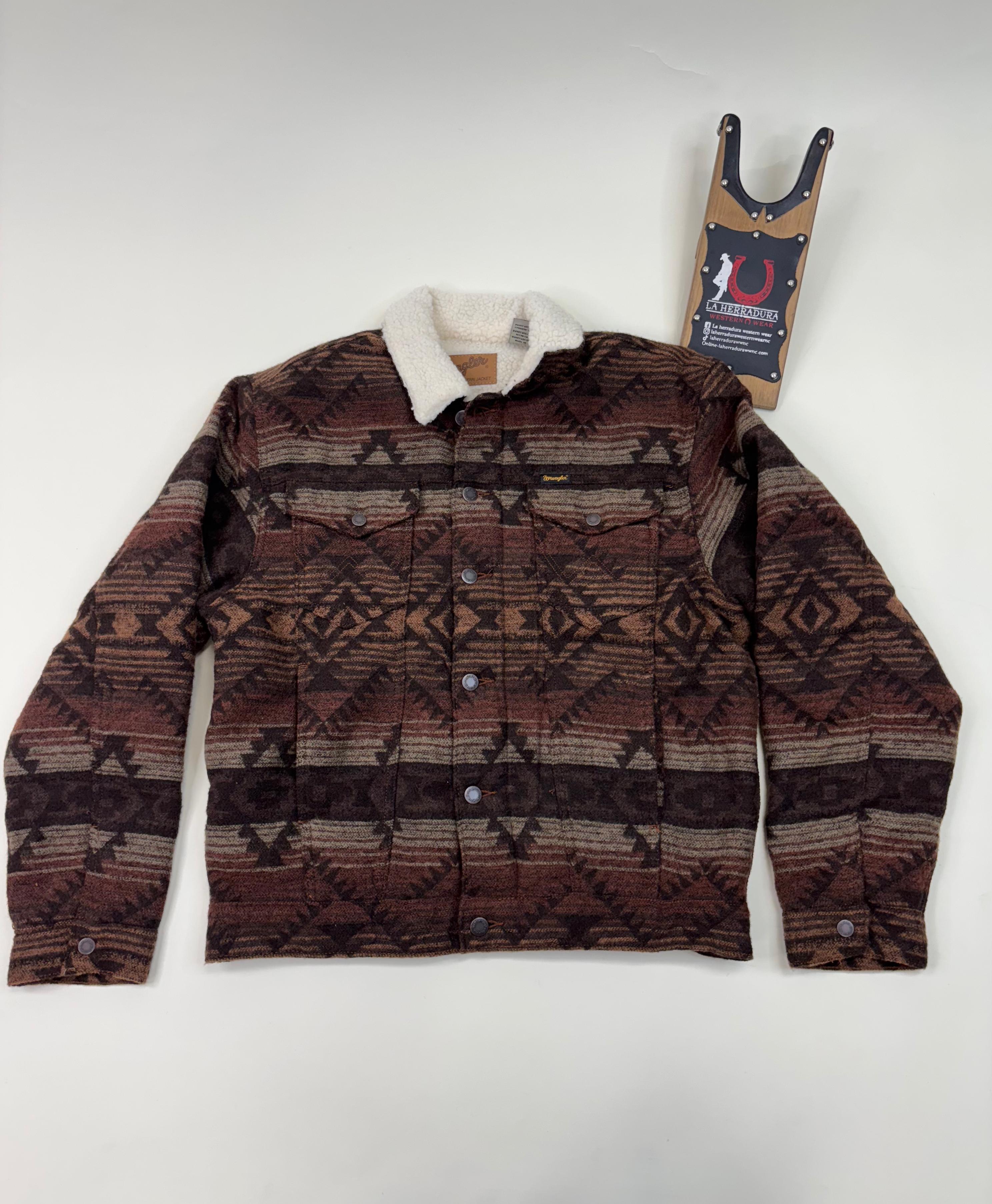 Men's Wrangler Sherpa Lined Jacquard Print Jacket in Canyon Vibe