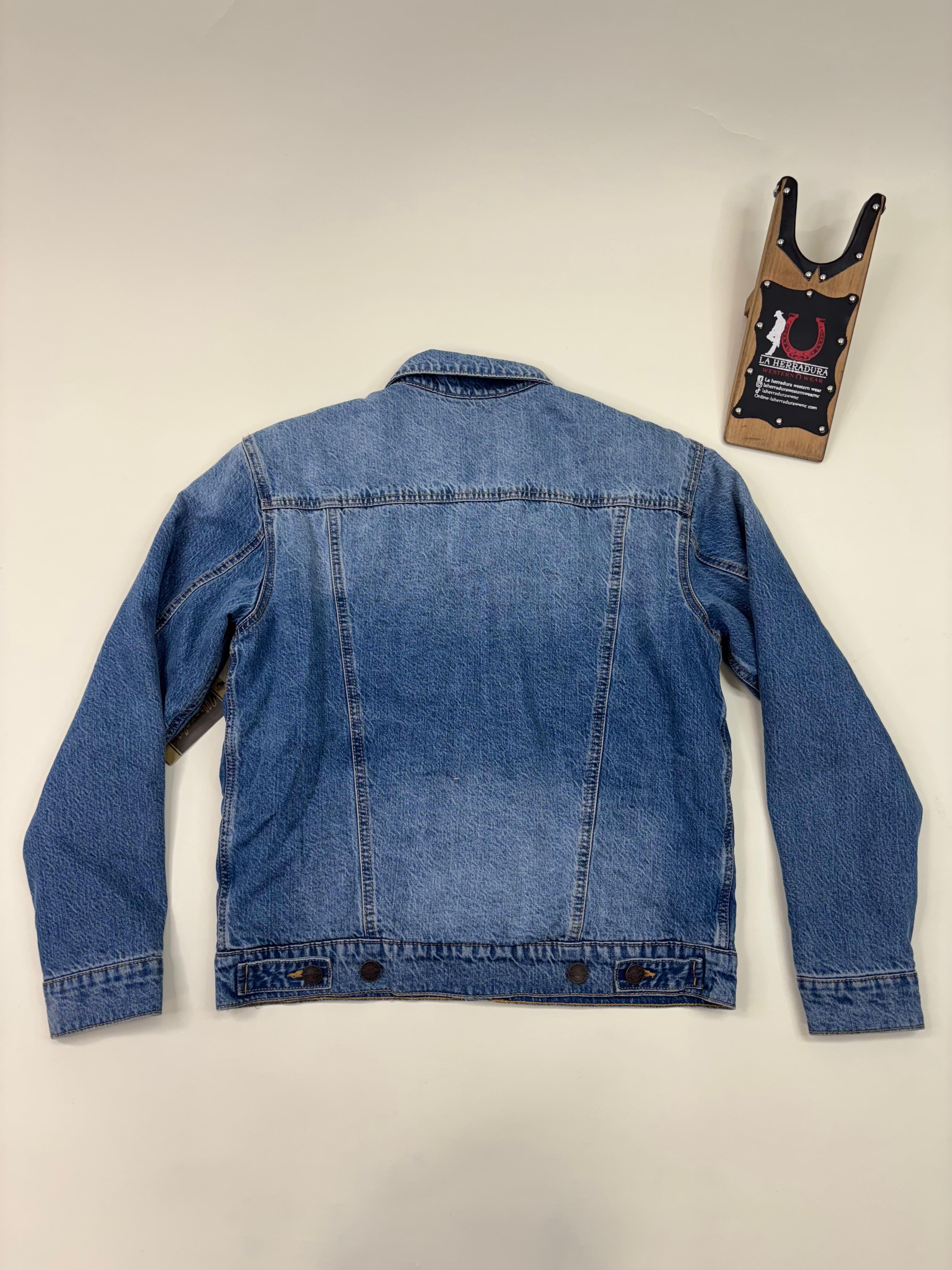 Men's Wrangler Retro Sherpa Lined Western Denim Jacket in Rodeo Night