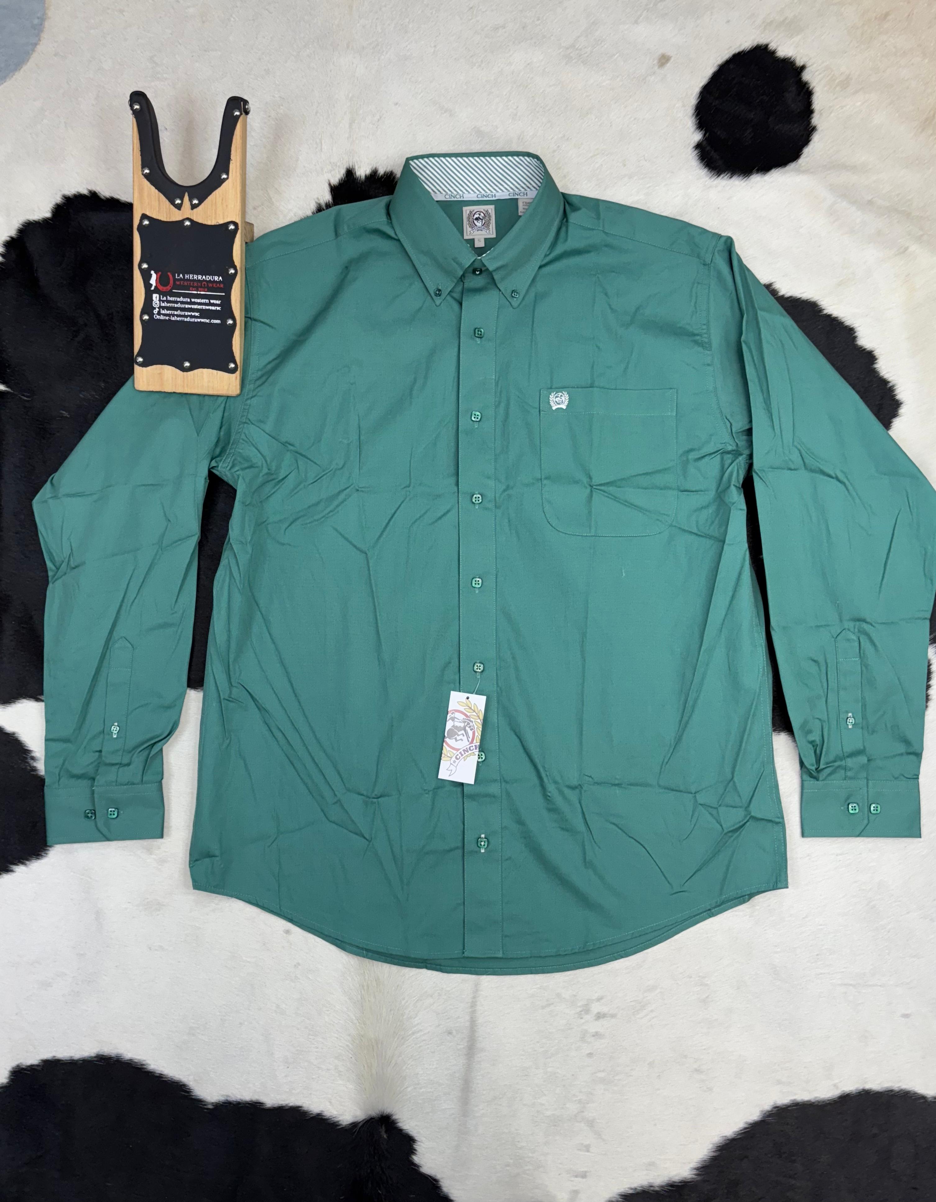 CINCH GREEN BUTTON DOWN LONG SLEEVE SHIRT