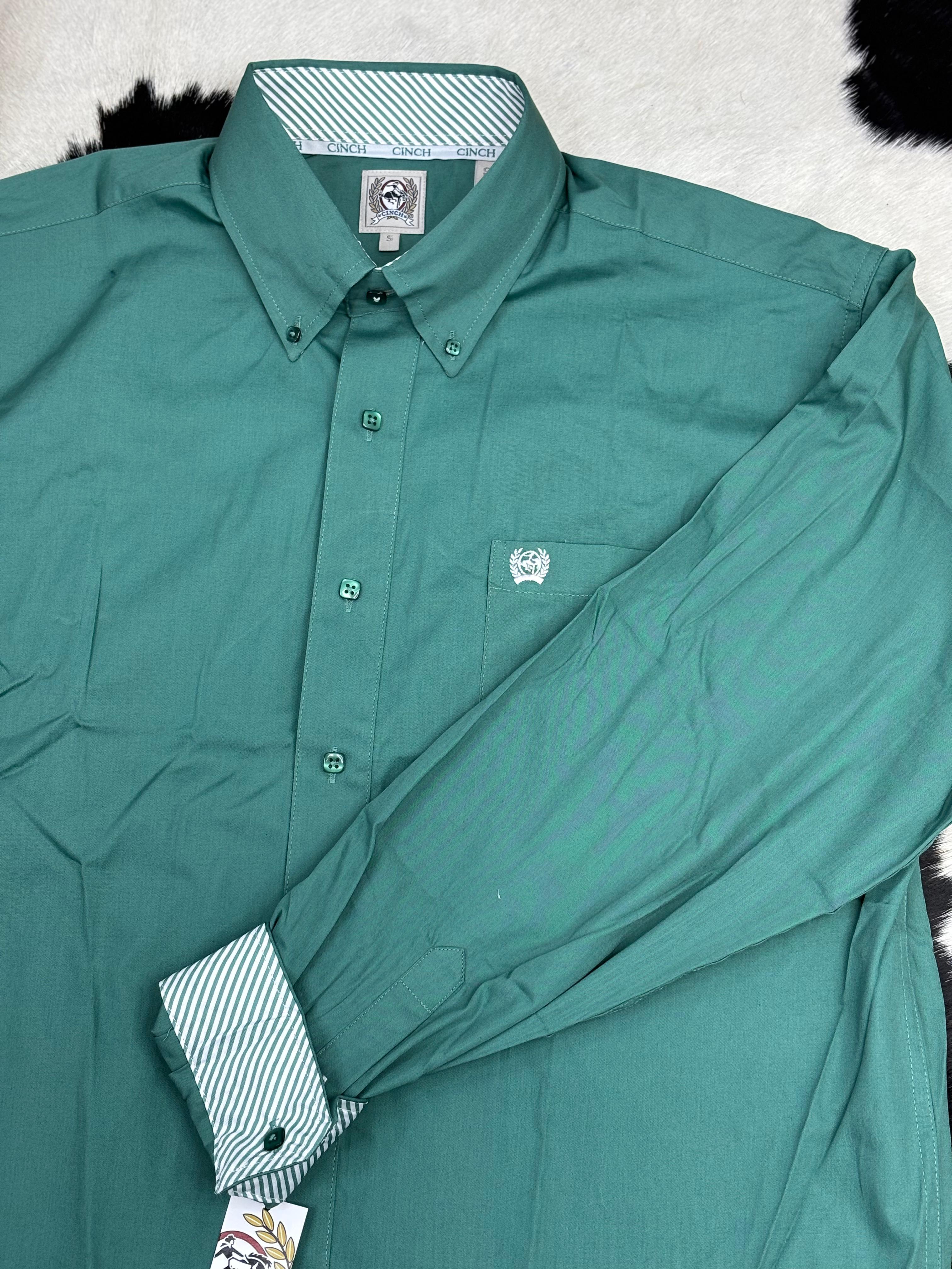 CINCH GREEN BUTTON DOWN LONG SLEEVE SHIRT