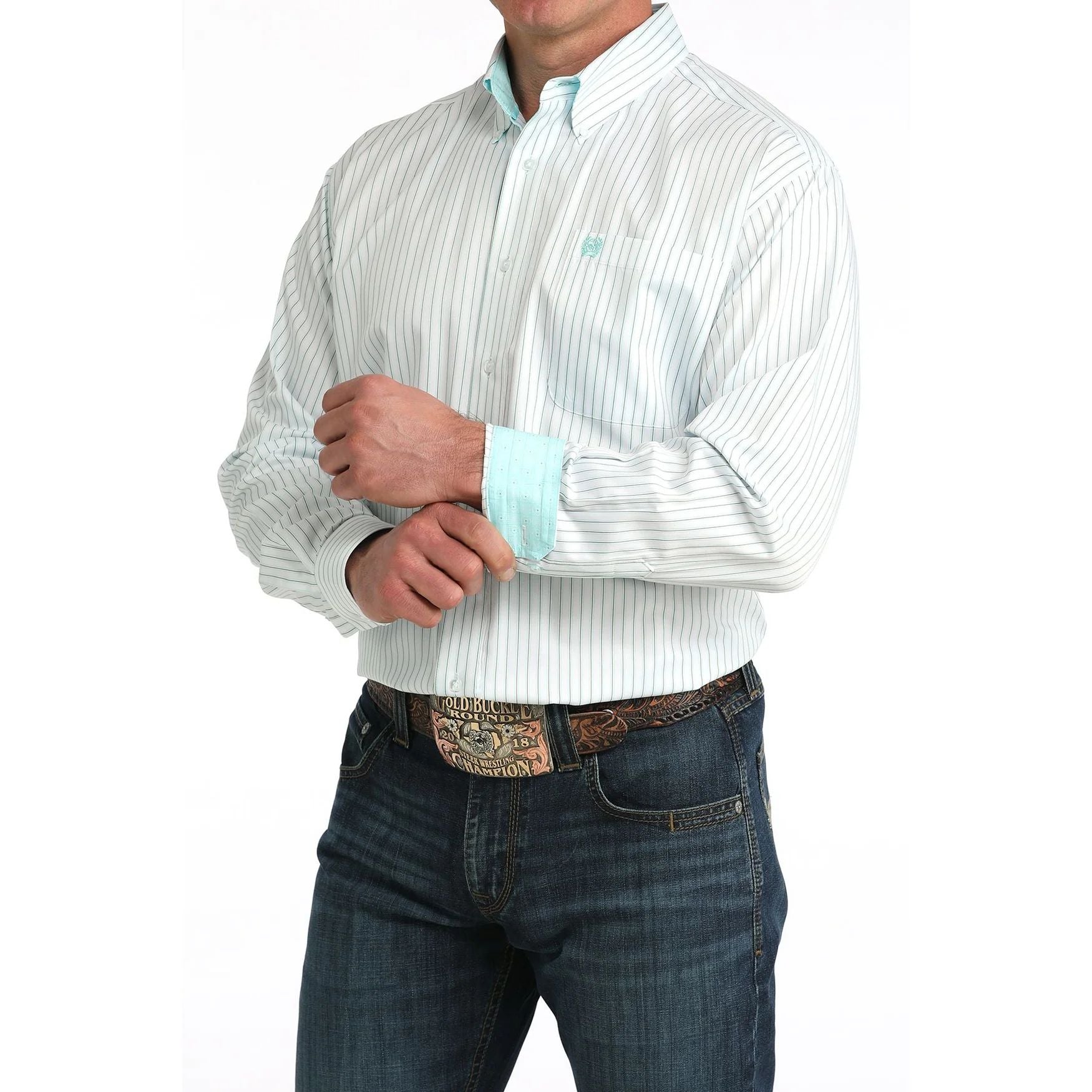 CINCH BLUE STRIPE LONG SLEEVE SHIRT -MTW1106061