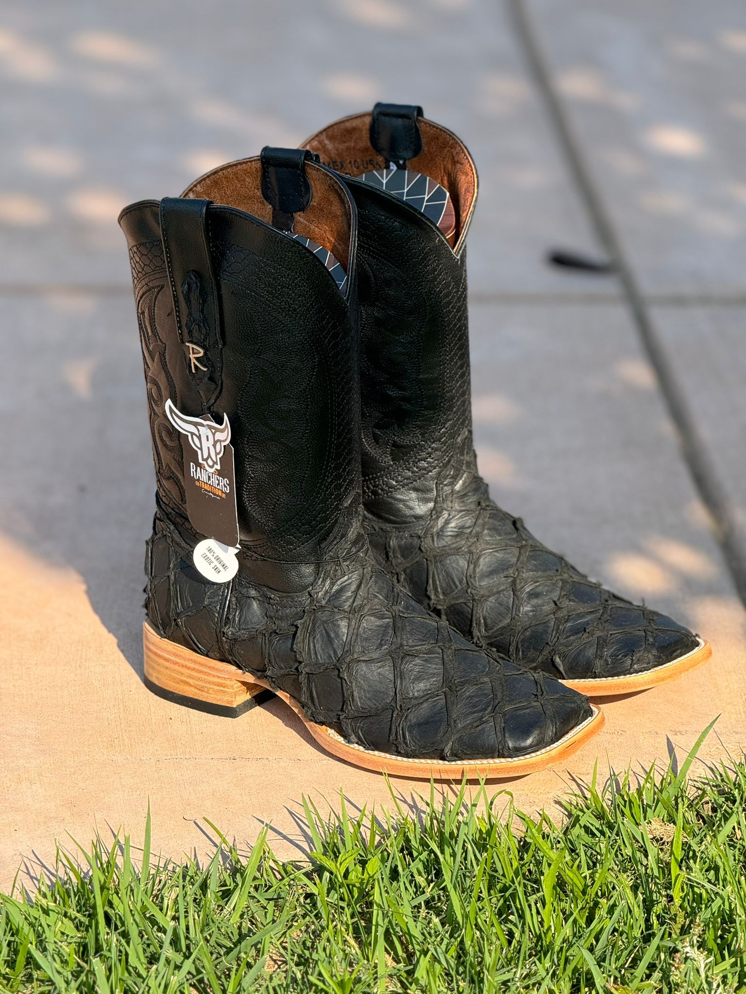 RANCHERS BIGBASS ALL BLACK MATTE TELARAÑA SQUARE TOE BOOT