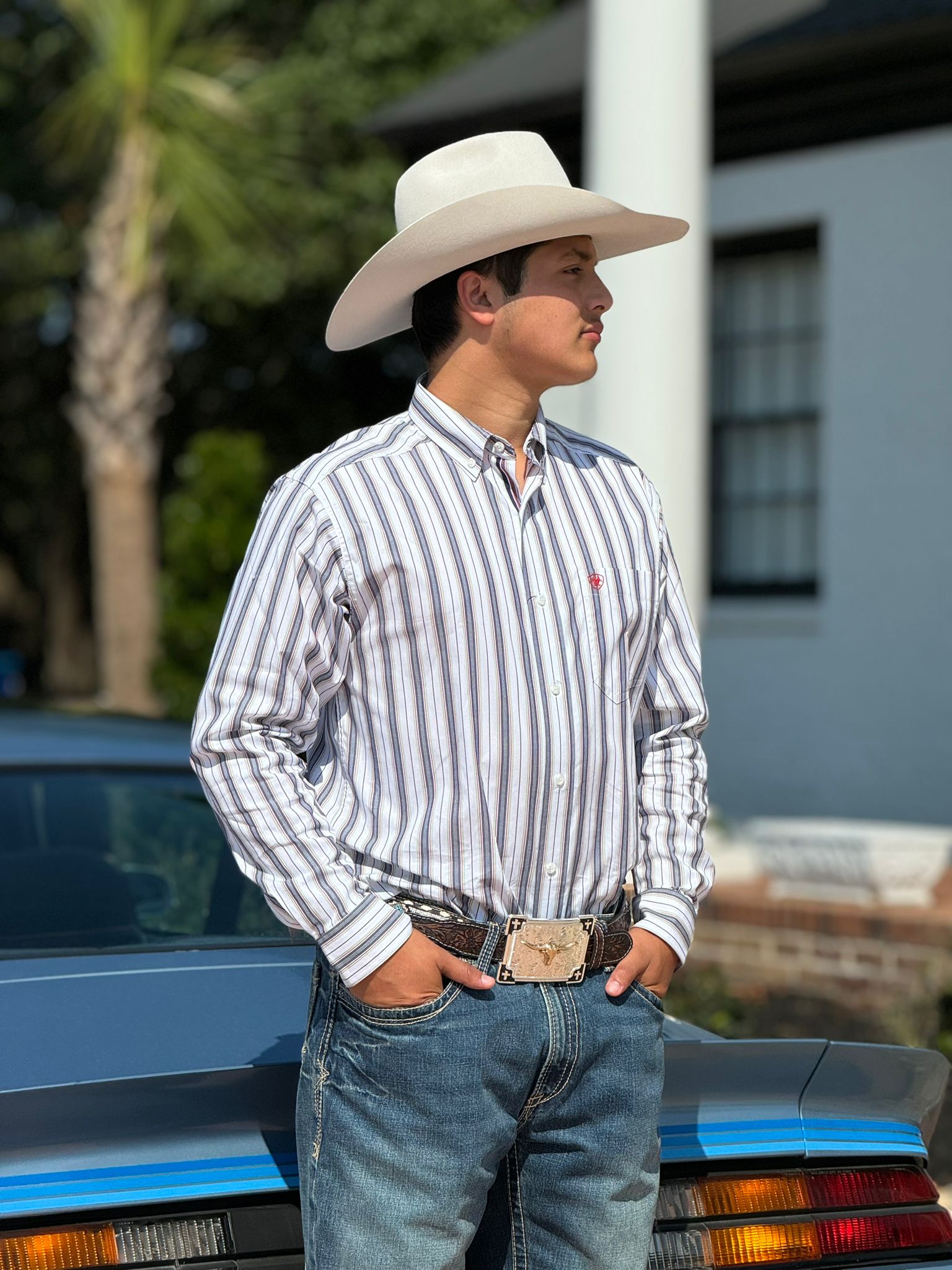 ARIAT PRO DEAN WHITE LONG SLEEVE SHIRT