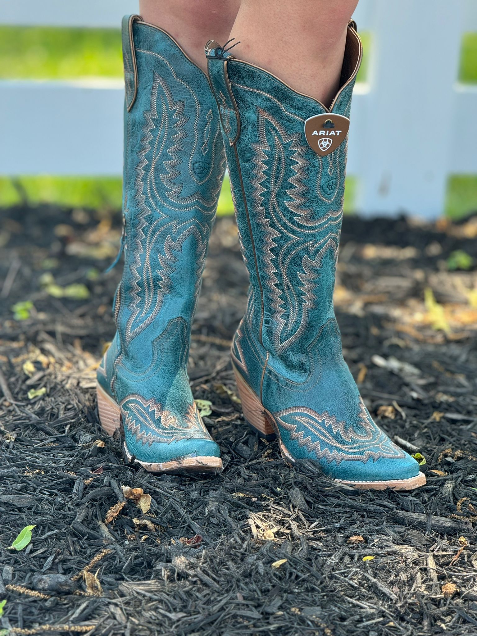 WOMENS ARIAT CASANOVA TURQUOISE TALL BOOT POINT TOE