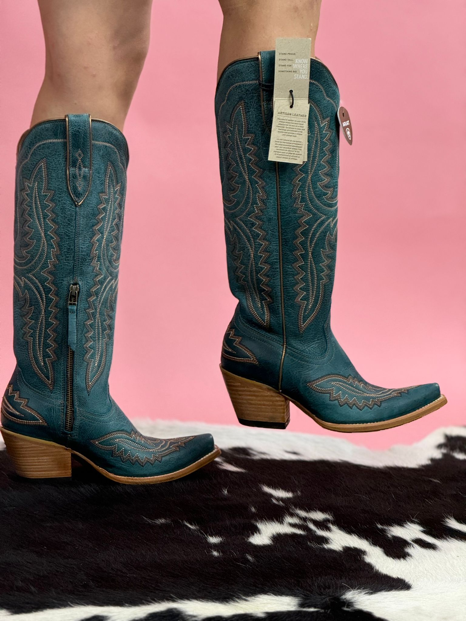 WOMENS ARIAT CASANOVA TURQUOISE TALL BOOT POINT TOE