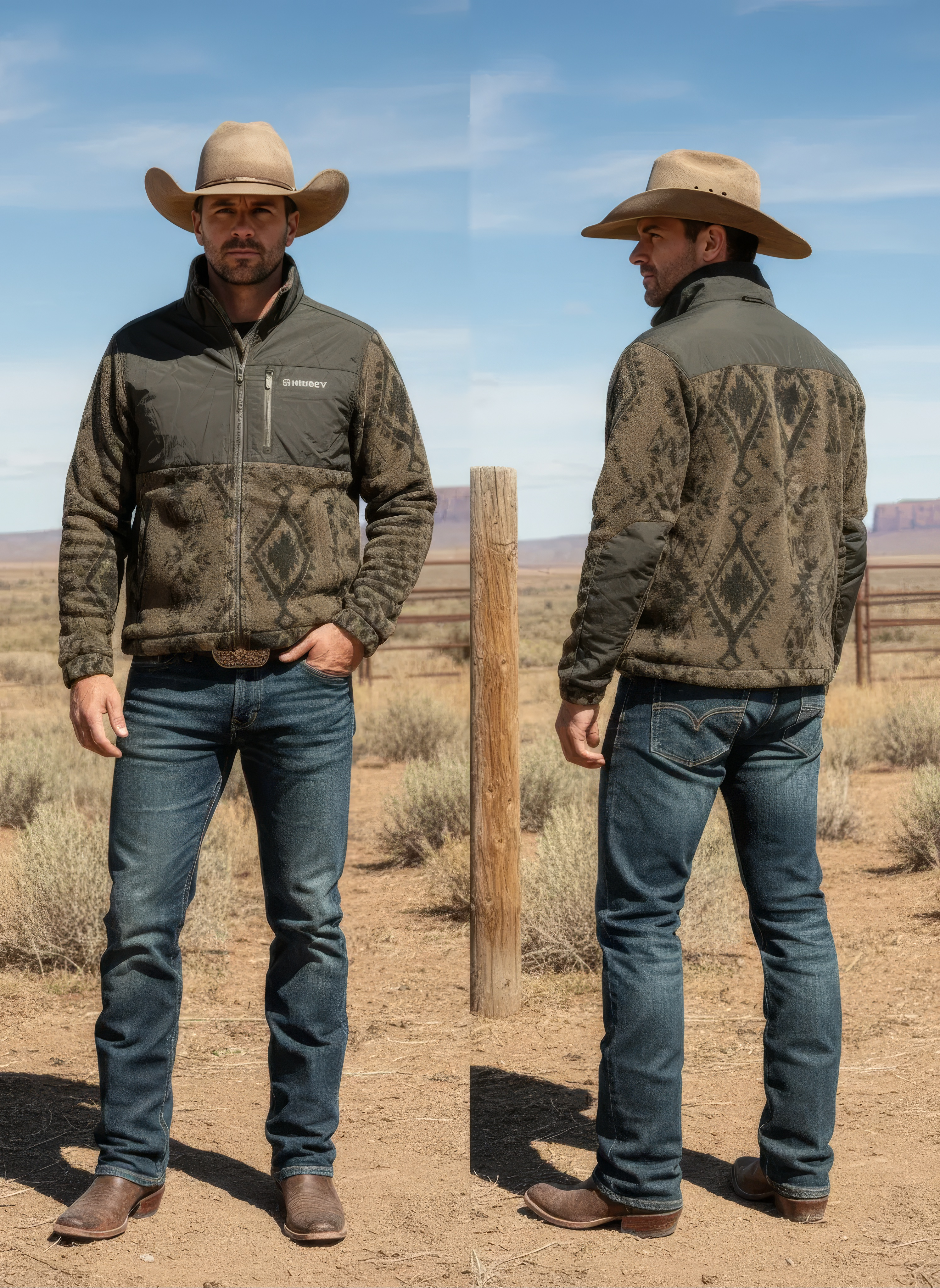 HOOEY MENS ARAPAHOE BROWN FULL ZIP TECH FLEECE JACKET HJ149BRAZ