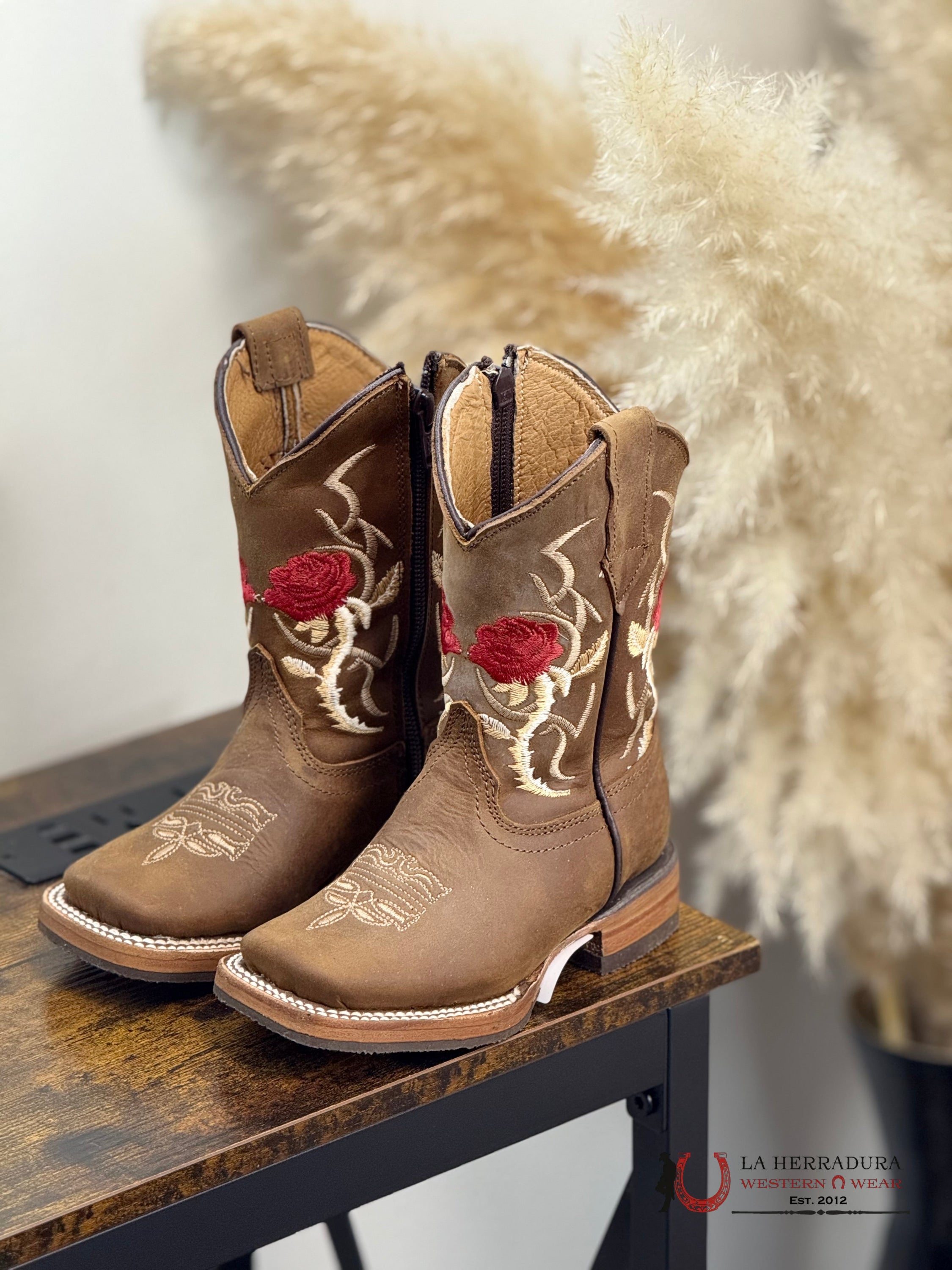 AGAVE KIDS BOOTS BROWN SWADE W ROSE INLAY NIÑOS