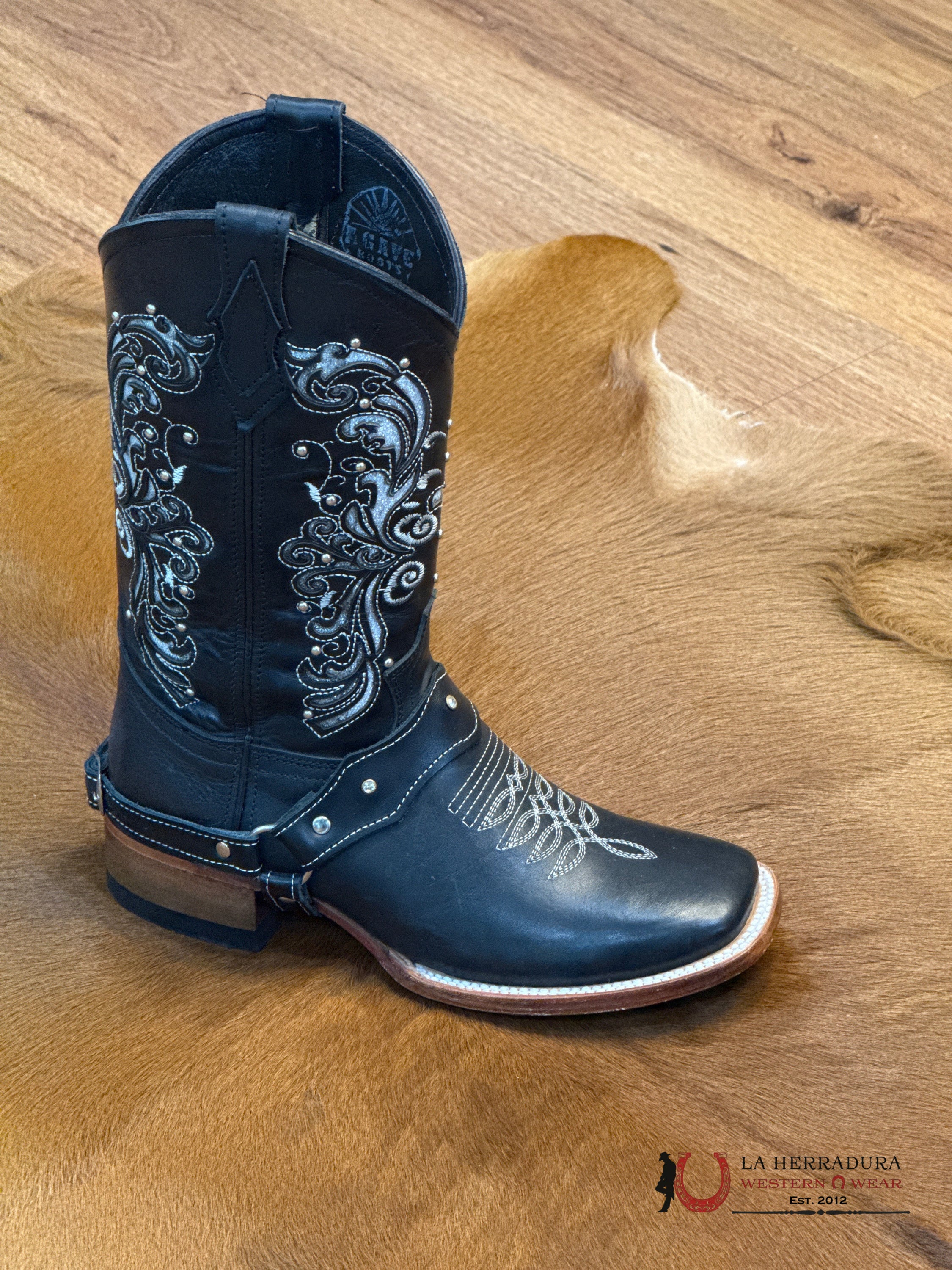 AGAVE LASSER ARROZ NEGRO GRASO TONY BD SQUARE TOE WOMEN BOOT BOTAS MUJERES