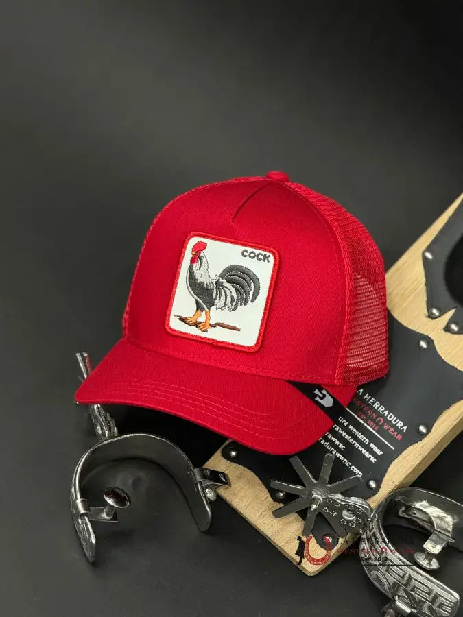 All Red Cock Patch Cap Caps Mens Gorras Hombres