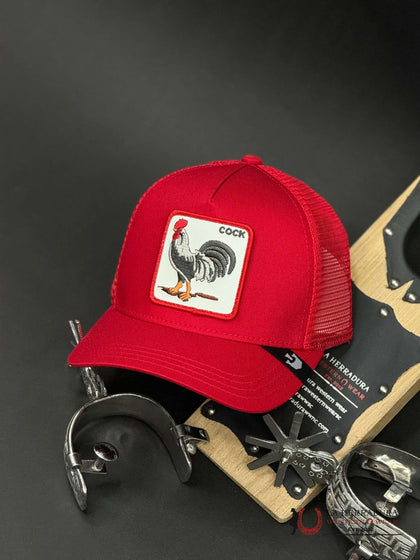 ALL RED COCK PATCH CAP