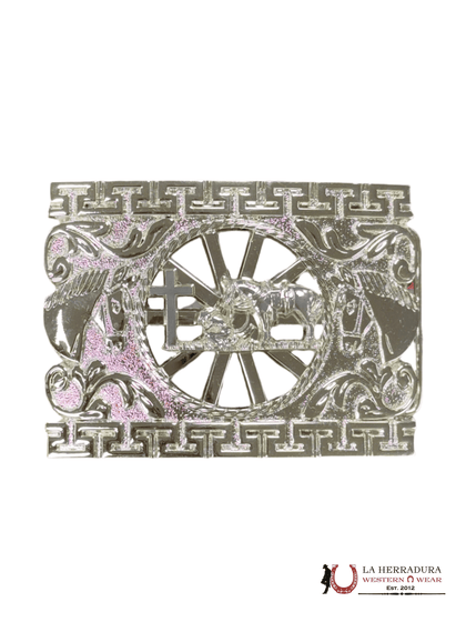 ALL SILVER GINETE SQUARE BUCKLE
