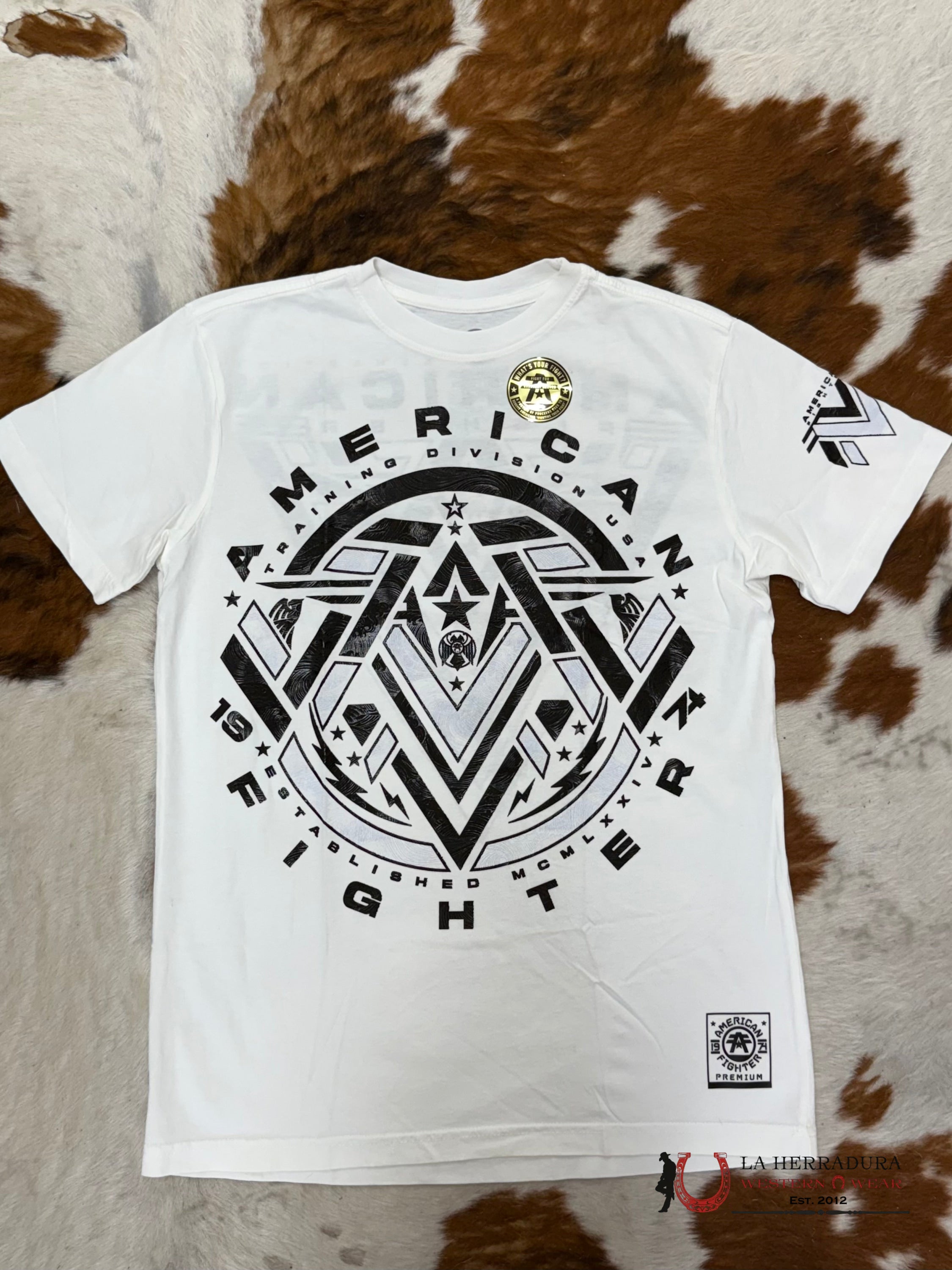 AMERICAN FIGHTER MEN T-SHIRT WHITE BLACK CASCADIA FM16056 ROPA HOMBRES