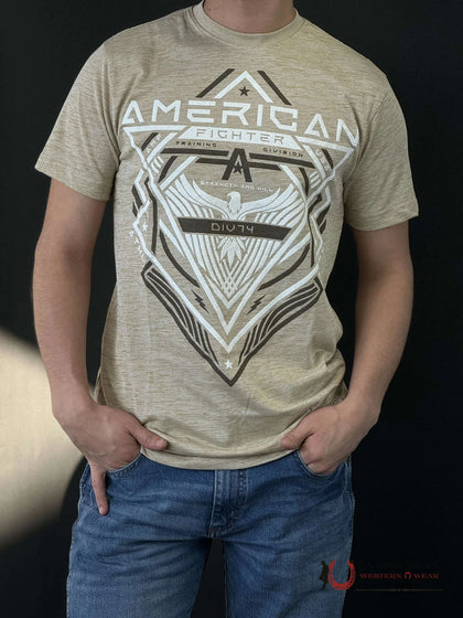 AMERICAN FIGHTER  T-SHIRT BEIGE PREMIUM WHITE /BROWN