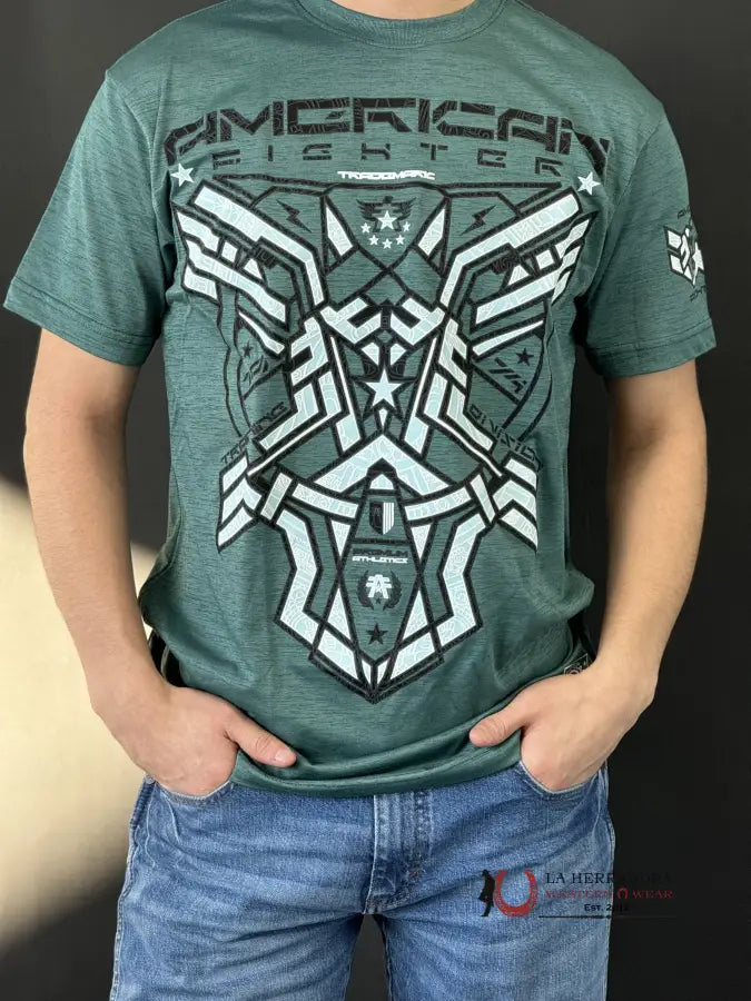 American Fighter T-Shirt Green Aztec White/Black Ropa Hombres