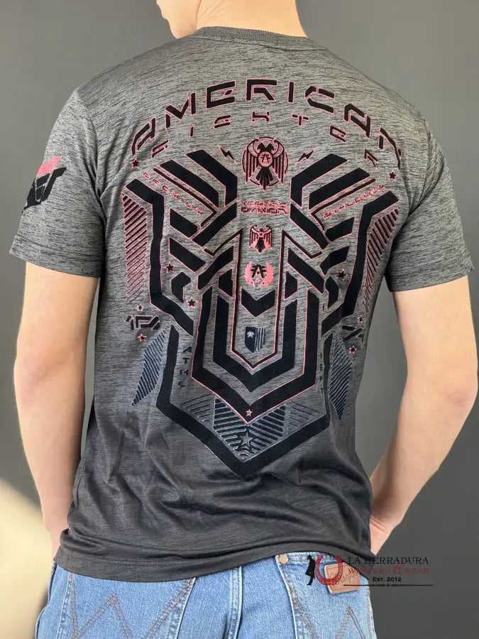 American Fighter T-Shirt Grey Roman Black /Red Ropa Hombres