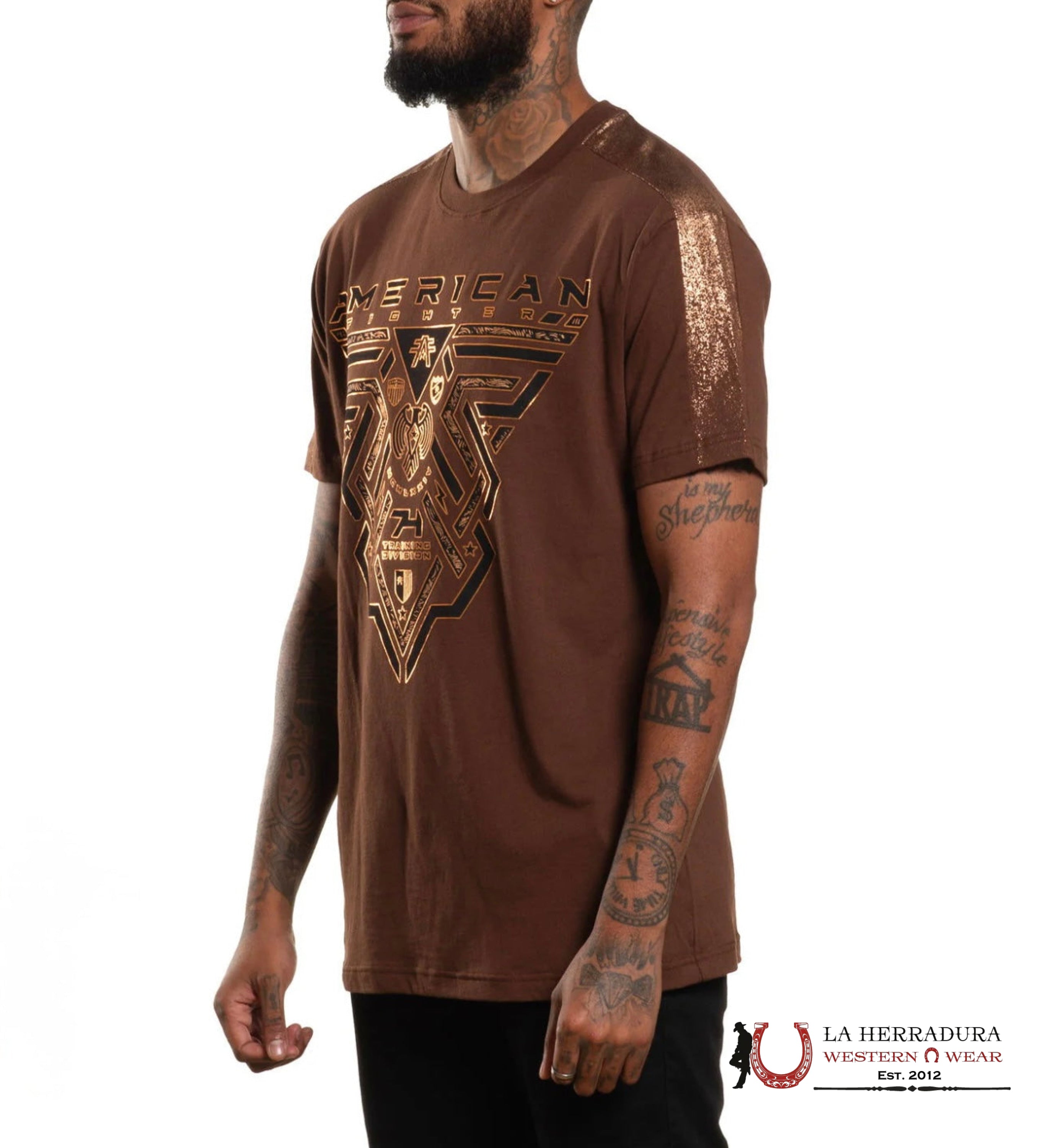 AMERICAN FIGHTER T-SHIRT MIDNIGHT BROWN SHORT SLEEVE MEN ROPA HOMBRES