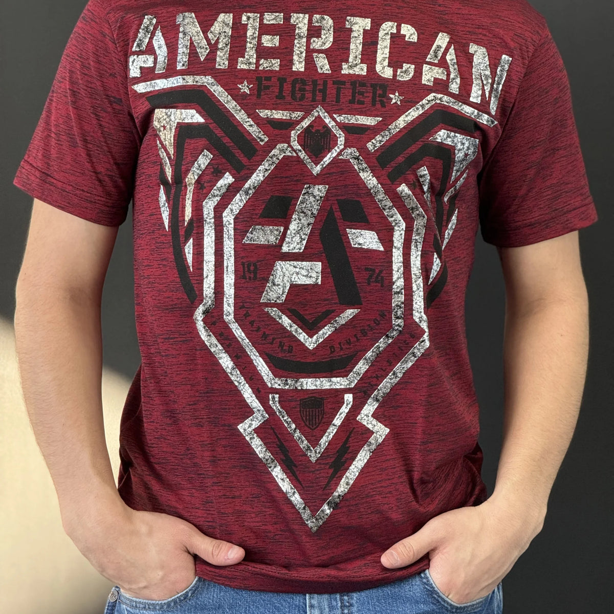 AMERICAN FIGHTER T-SHIRT RED SILVER/BLACK