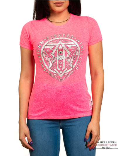 AMERICAN FIGHTER WOEMN.        T-SHIRT HOT PINK GLOSSY LOGO GAZELLE FW14228