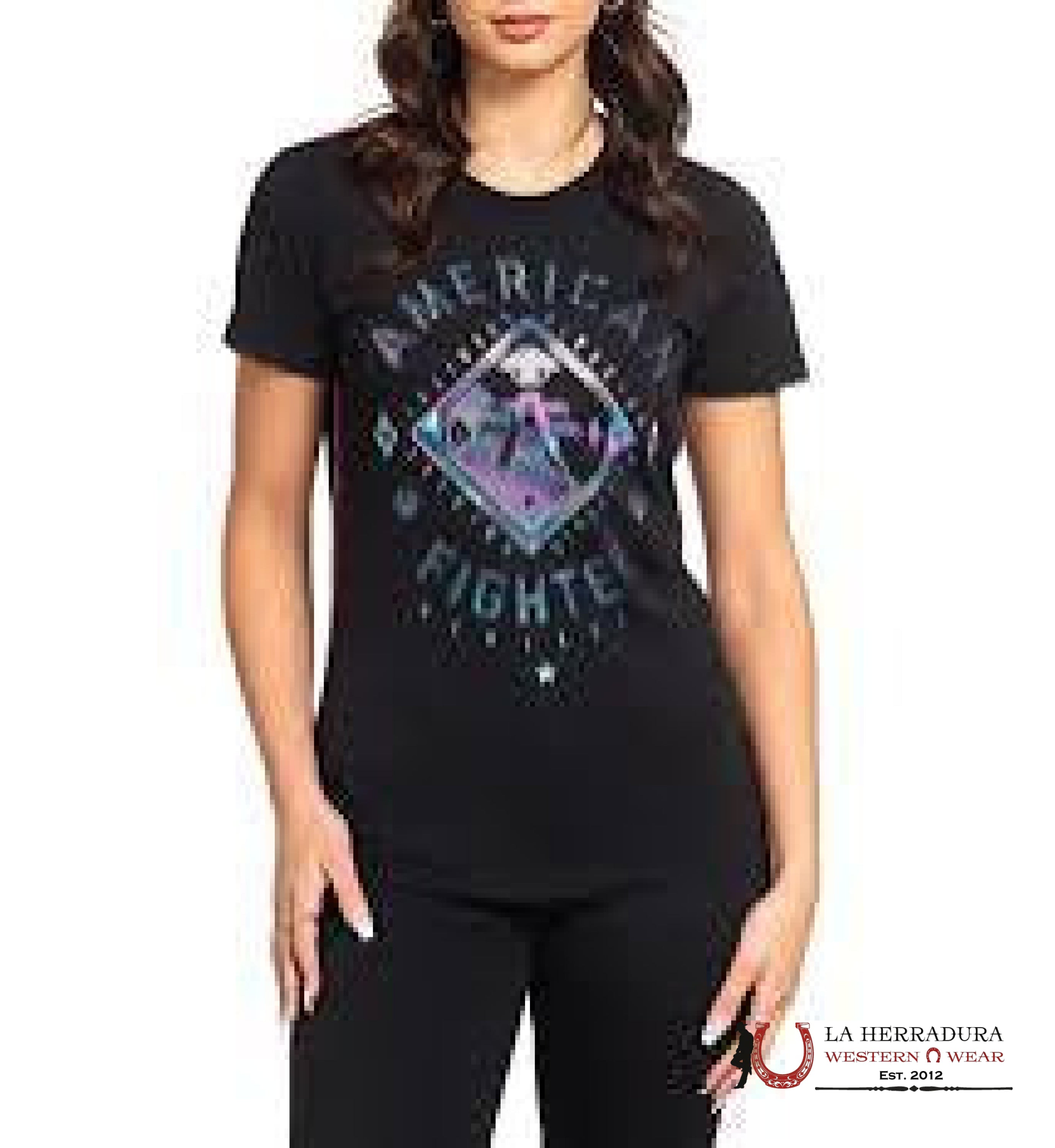 AMERICAN FIGHTER WOMEN GARDNER BLACK T SHIRT FW13841 ROPA MUJERES